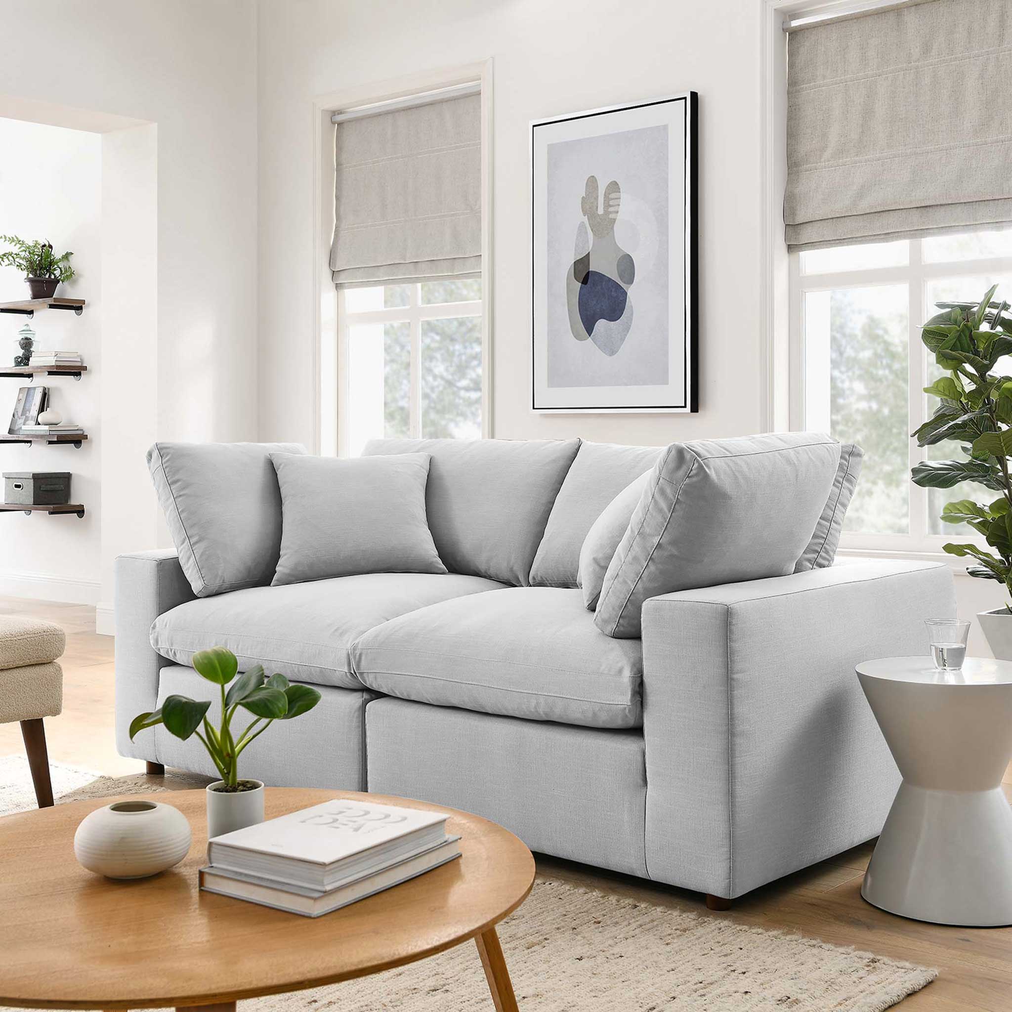 Carmen Down Filled Overstuffed Loveseat Light Gray - Image 8