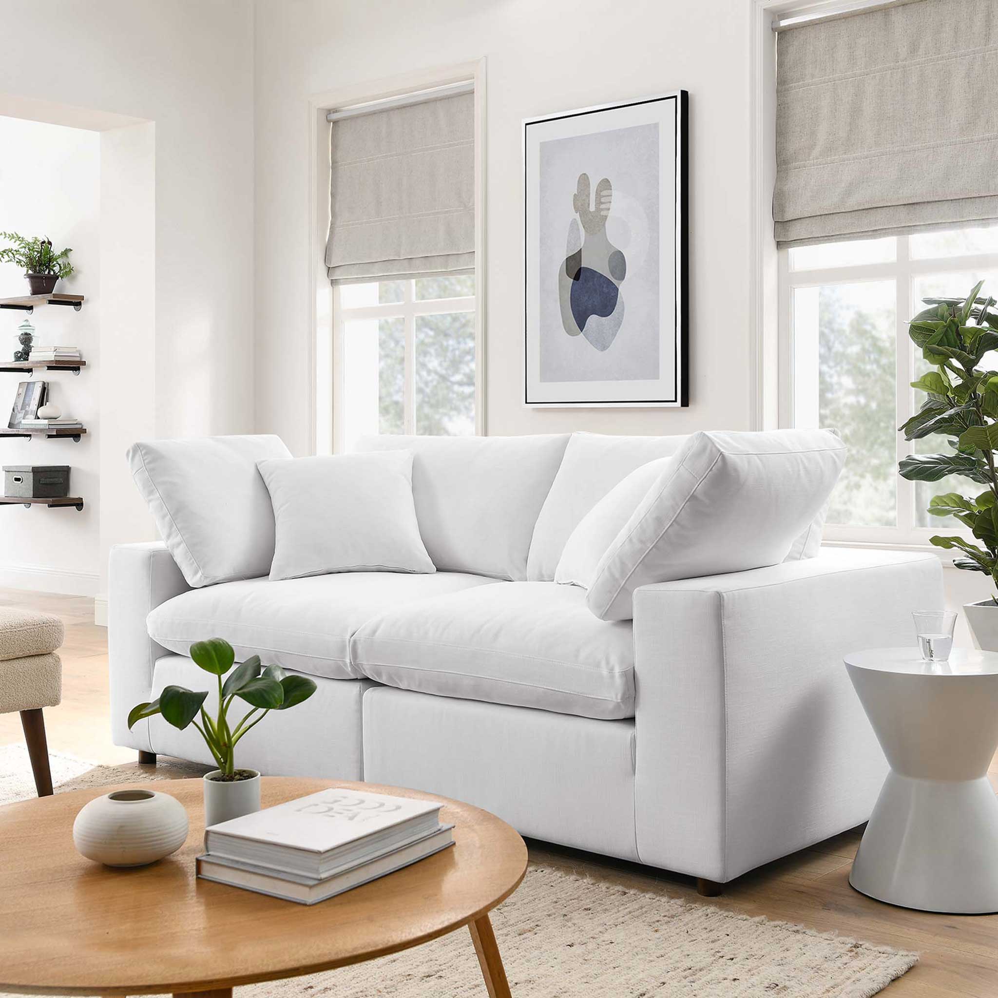 Carmen Down Filled Overstuffed Loveseat Pure White - Image 9