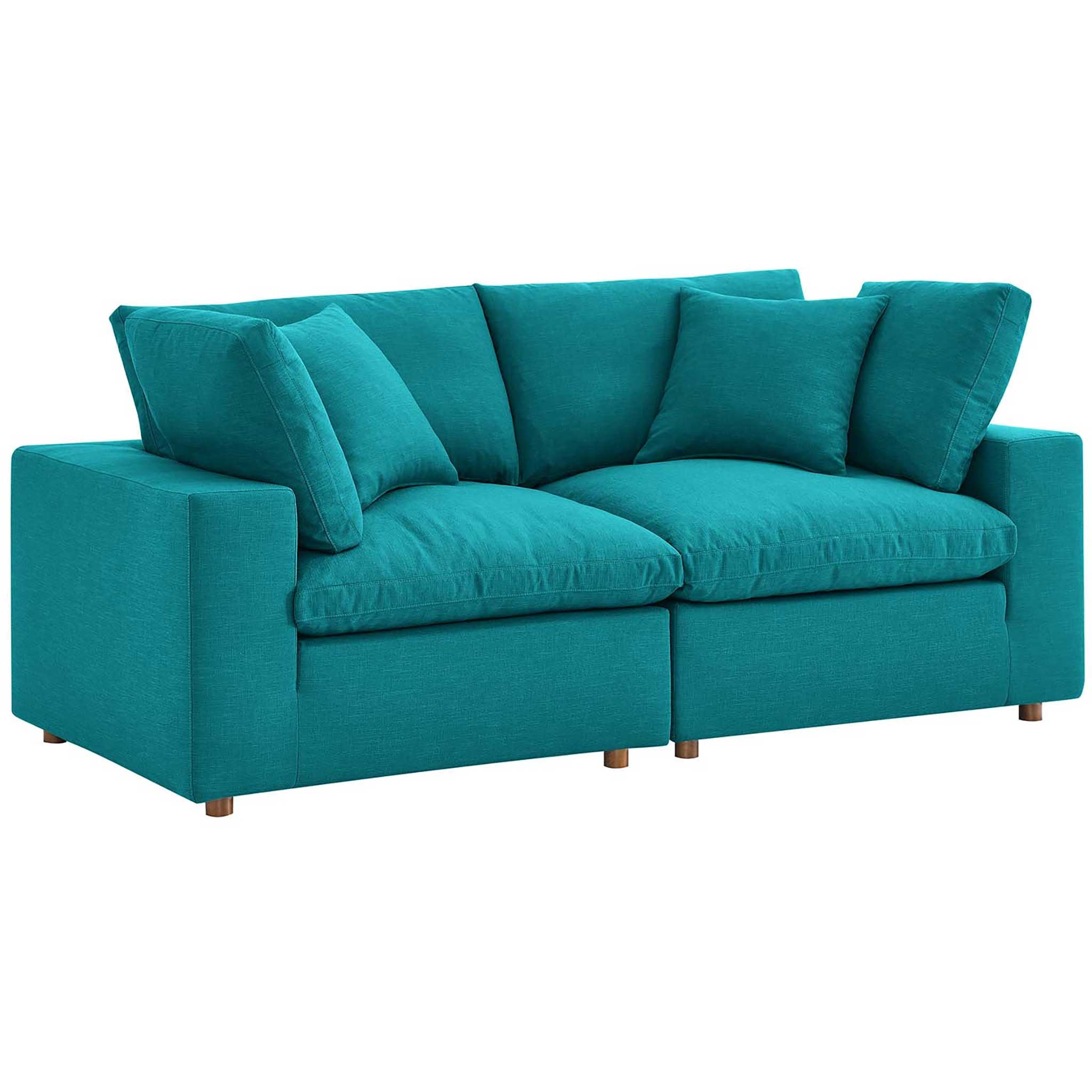 Carmen Down Filled Overstuffed Loveseat Teal - Image 2
