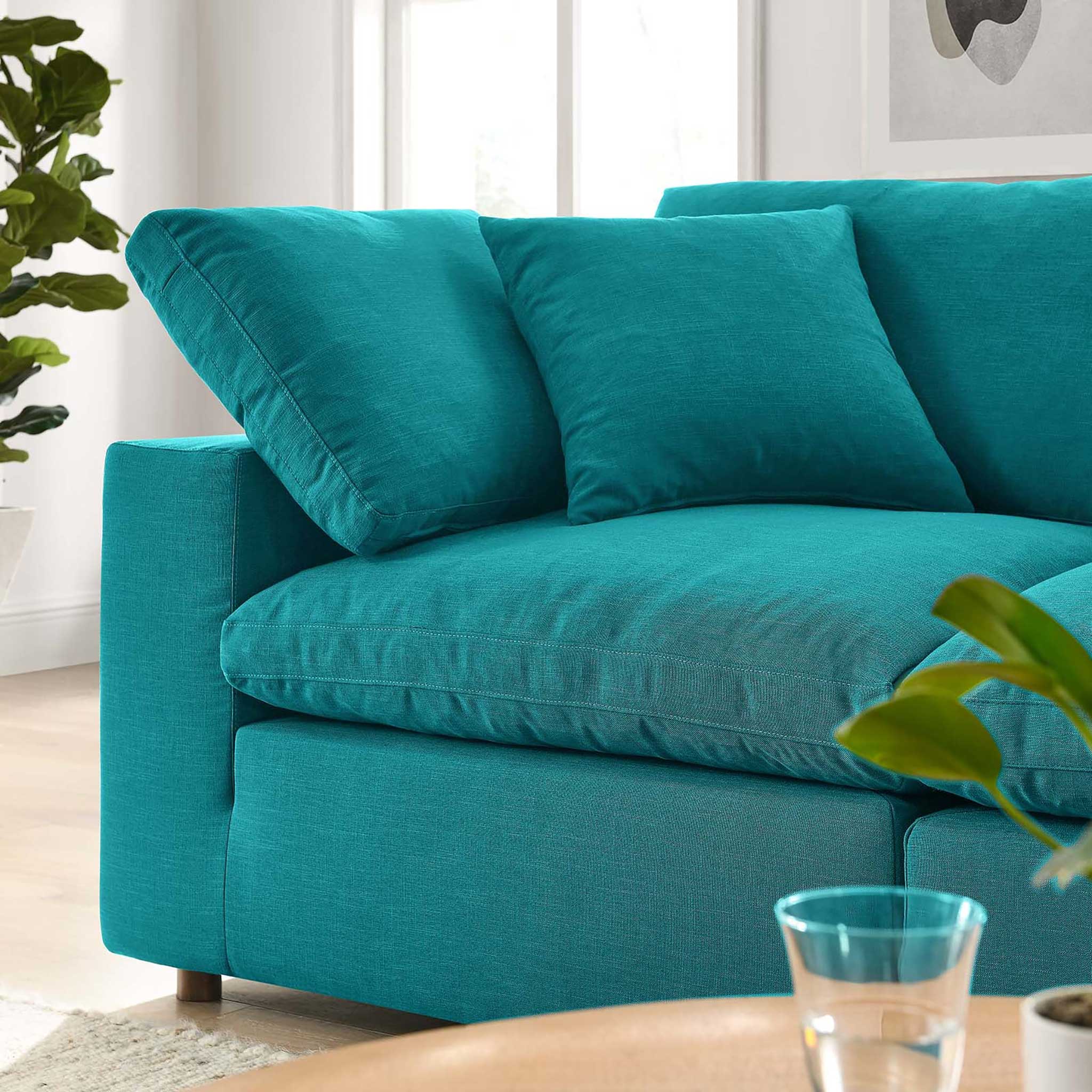 Carmen Down Filled Overstuffed Loveseat Teal - Image 9