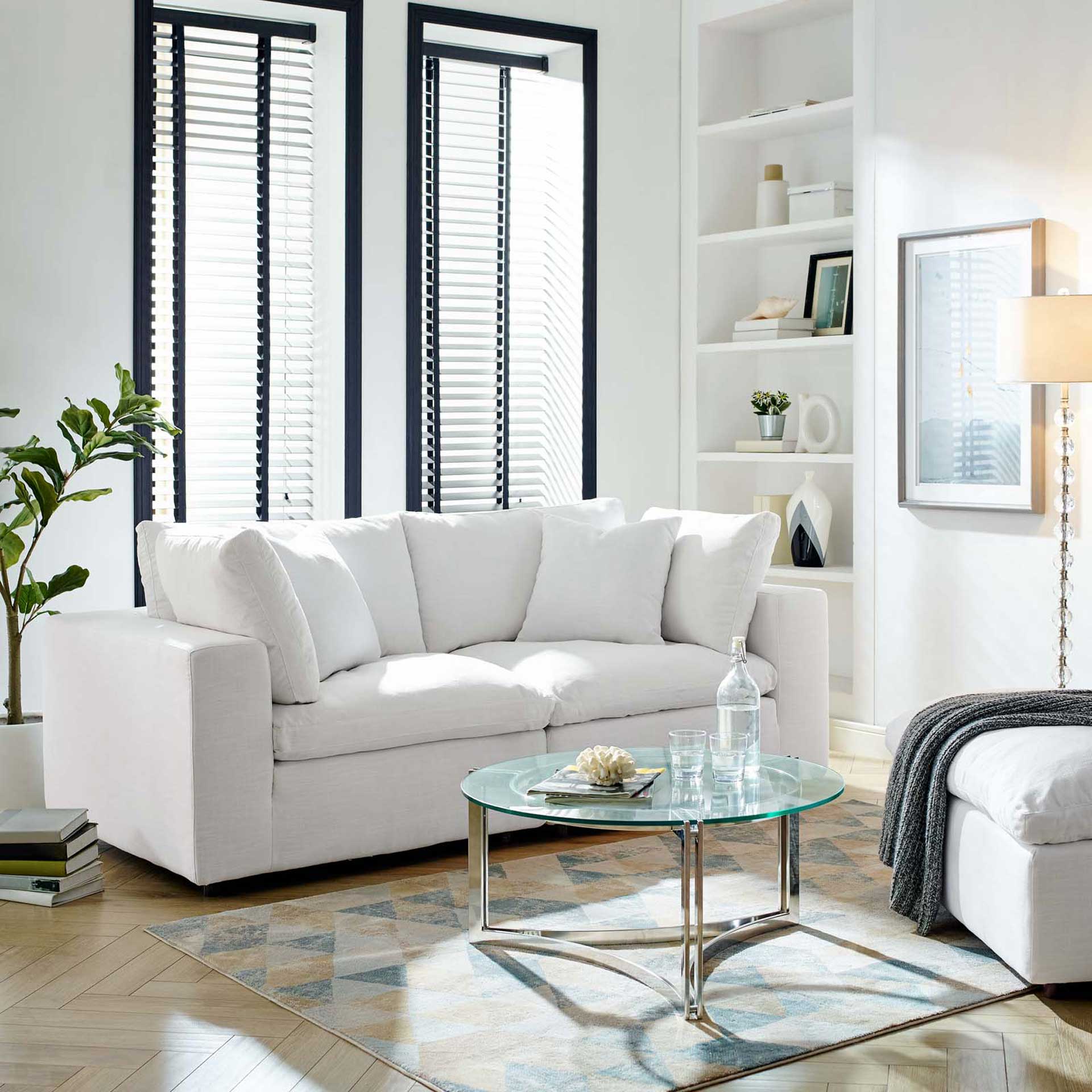 Carmen Down Filled Overstuffed Loveseat White - Image 4