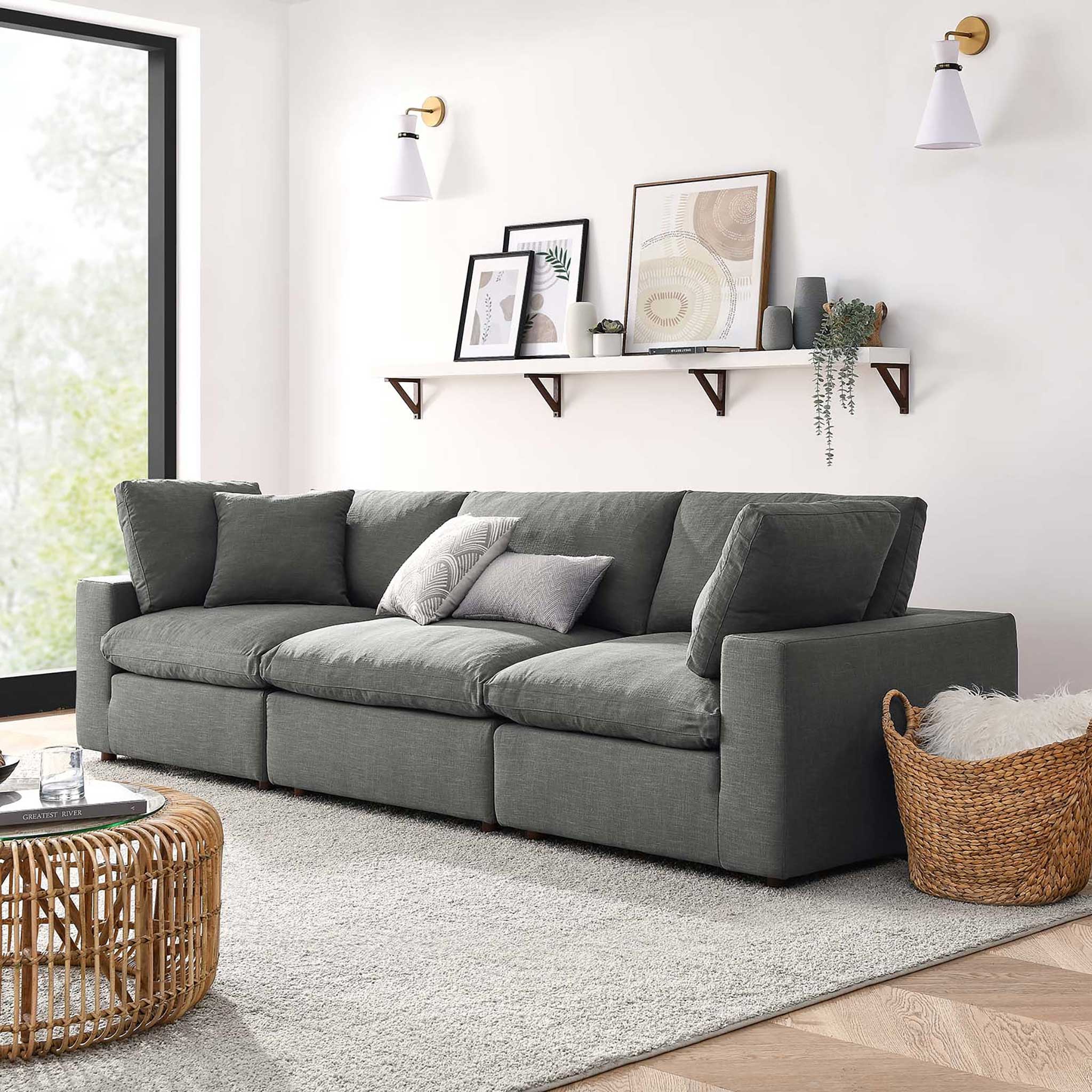 Carmen Down Filled Overstuffed Sofa Gray - Image 9