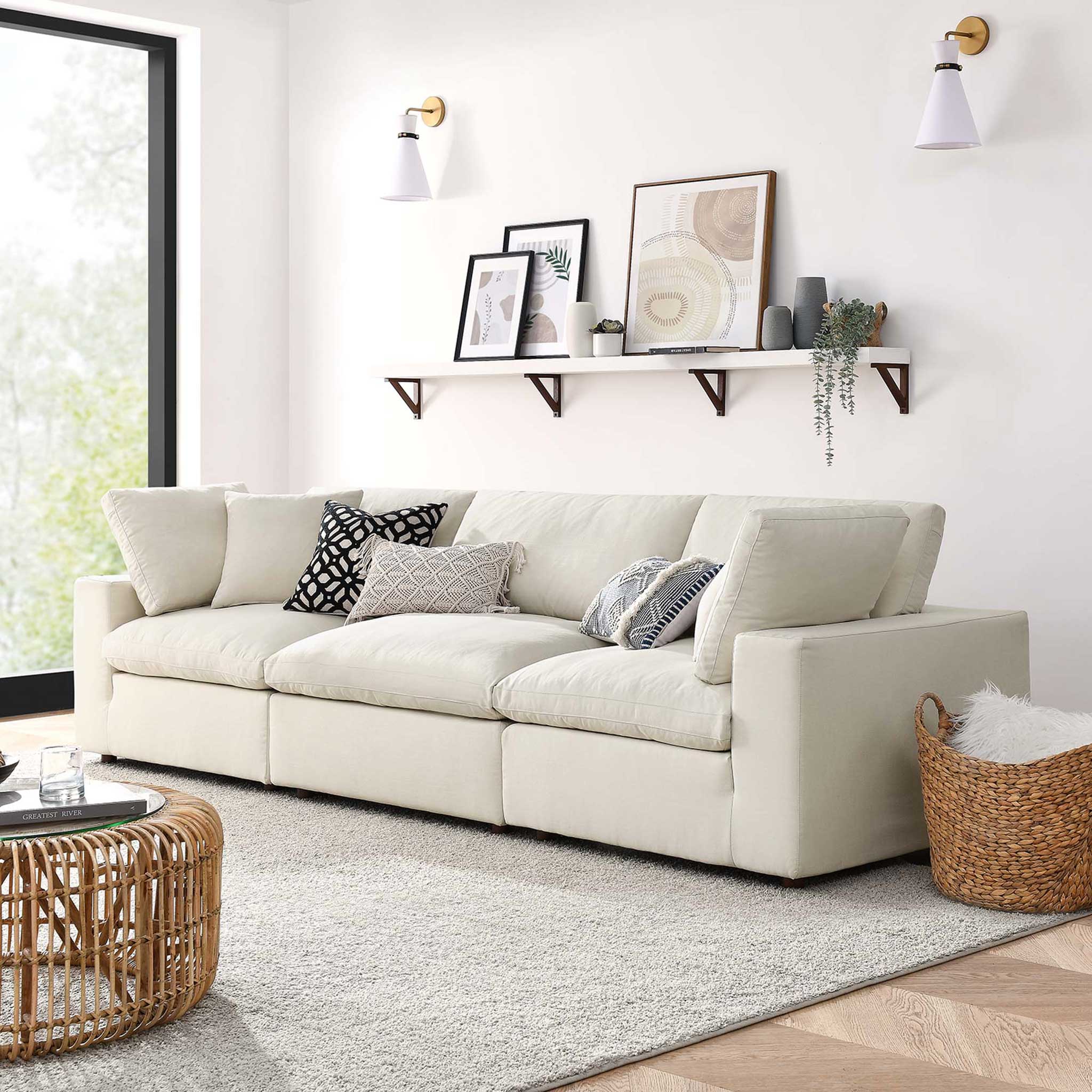 Carmen Down Filled Overstuffed Sofa Light Beige - Image 9