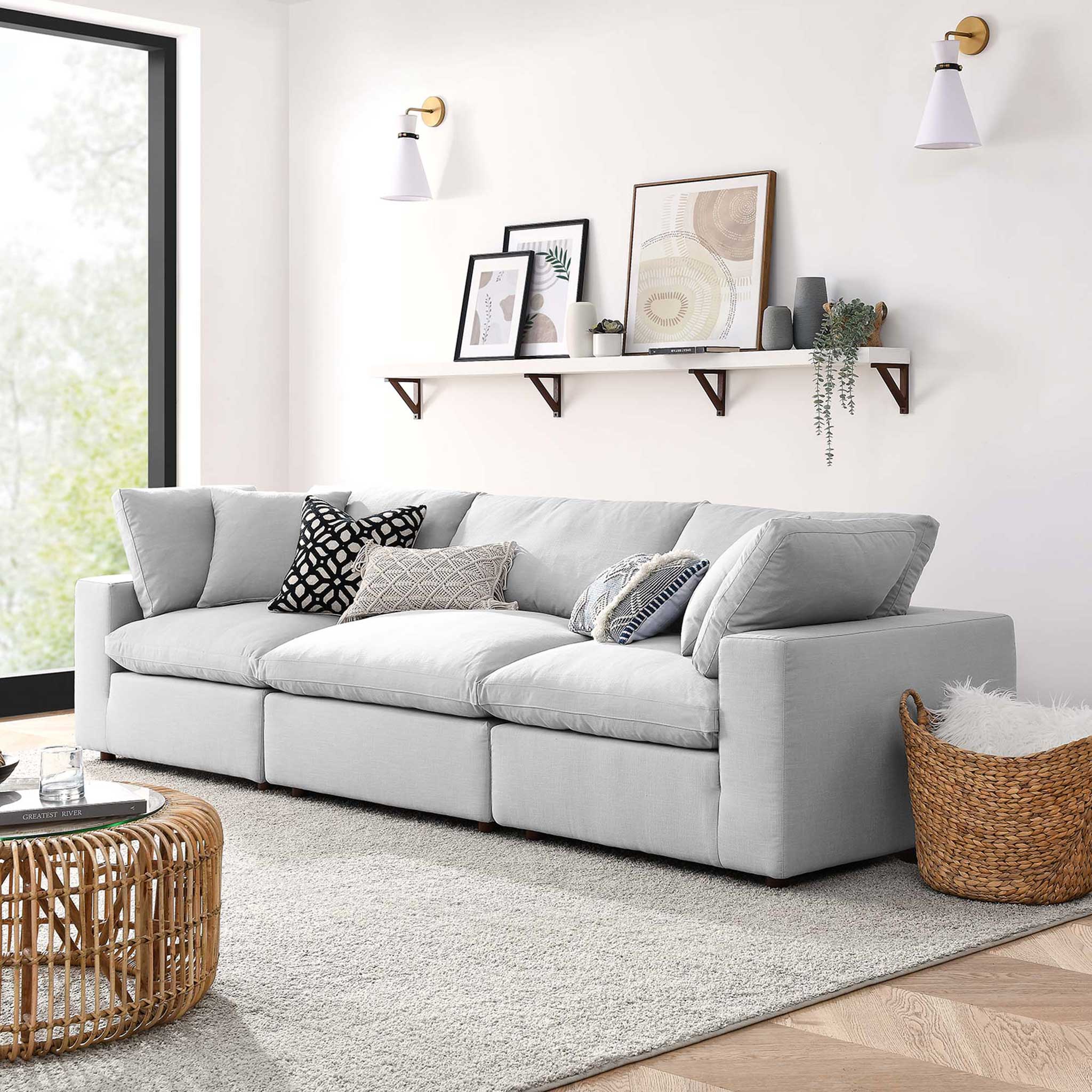Carmen Down Filled Overstuffed Sofa Light Gray - Image 9