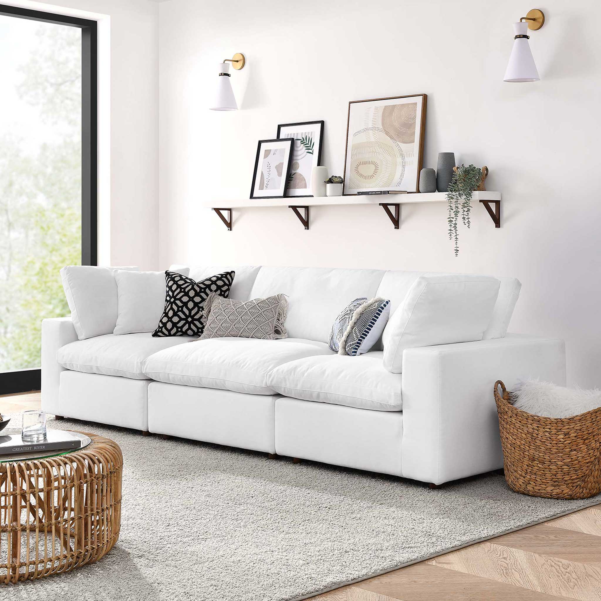 Carmen Down Filled Overstuffed Sofa Pure White - Image 9