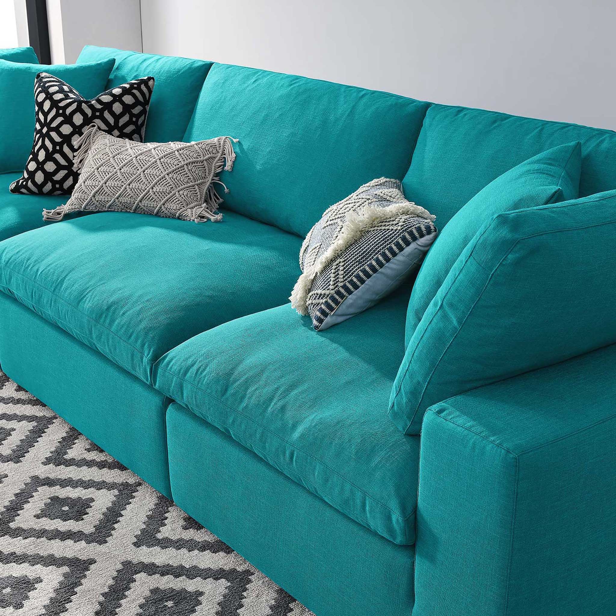 Carmen Down Filled Overstuffed Sofa Teal - Image 10