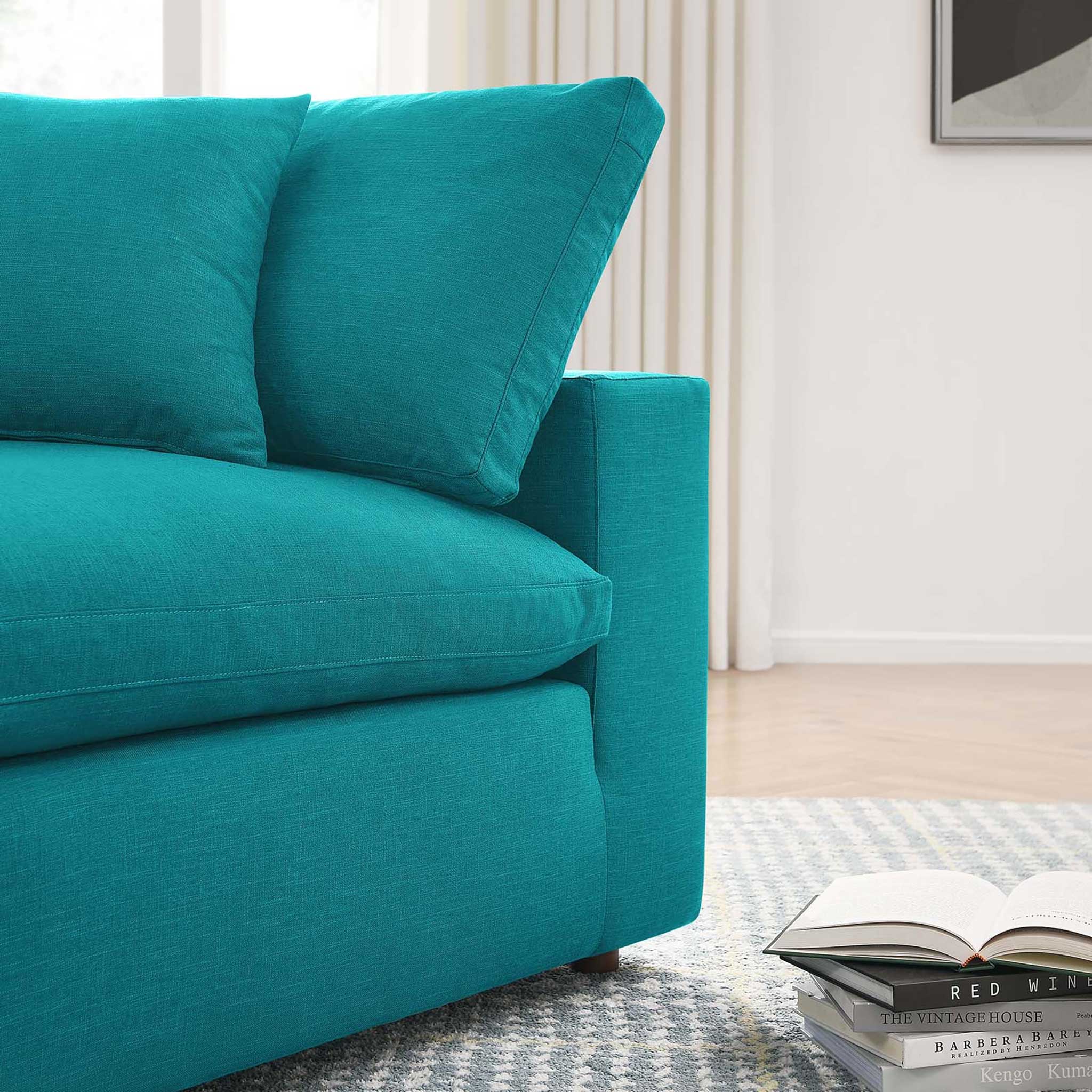 Carmen Down Filled Overstuffed Sofa Teal - Image 11