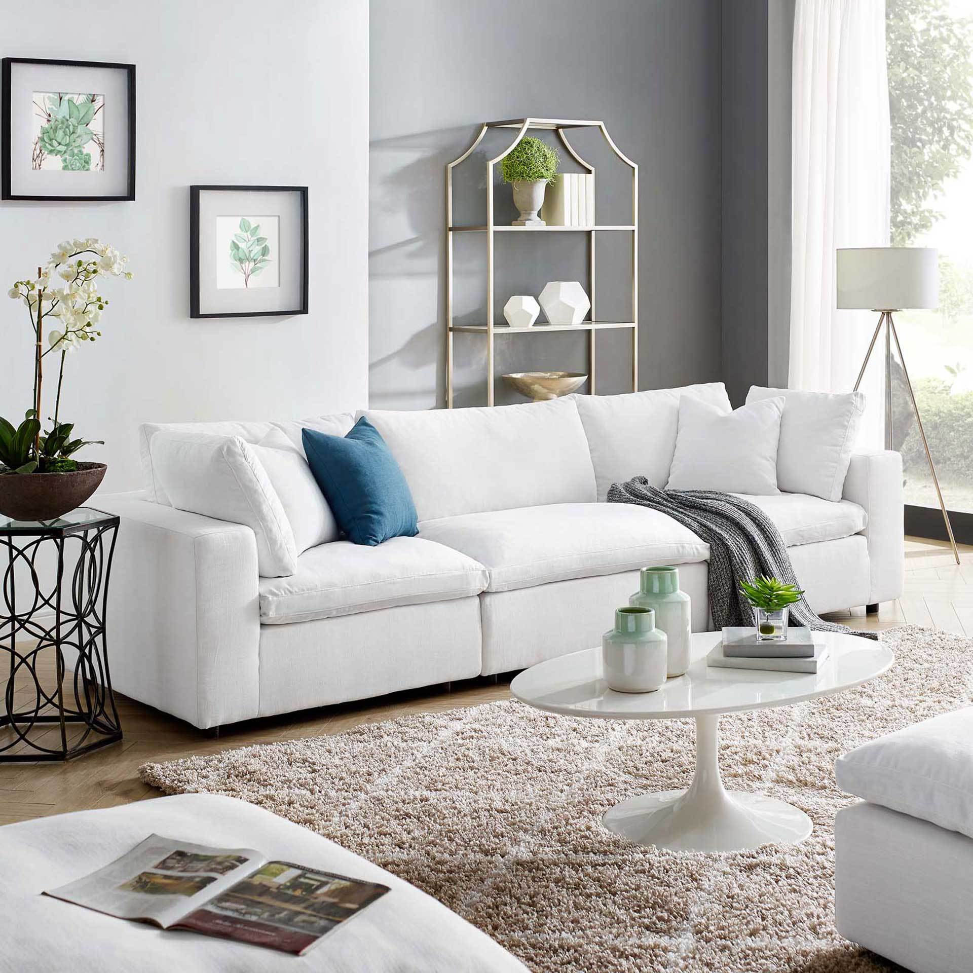 Carmen Down Filled Overstuffed Sofa White - Image 8