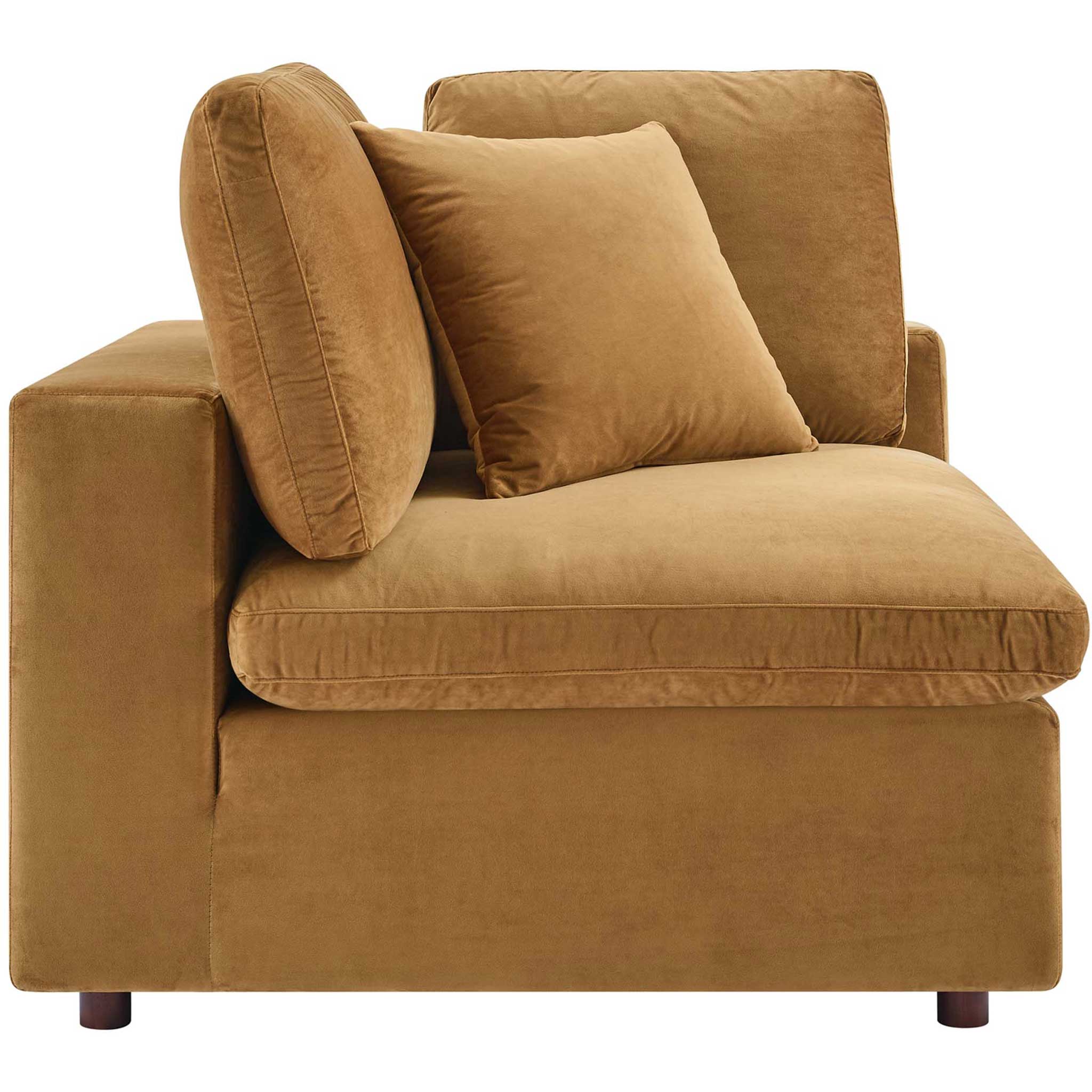 Carmen Down Filled Overstuffed Velvet Loveseat Cognac - Image 5