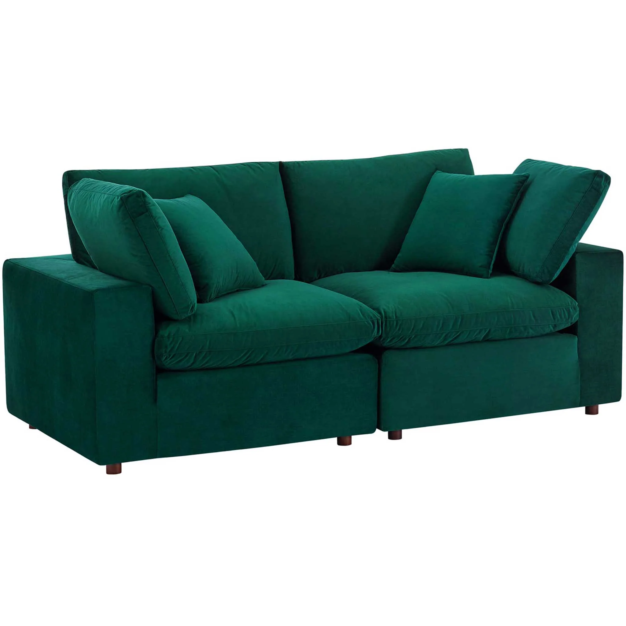 Carmen Down Filled Overstuffed Velvet Loveseat Green - Image 2