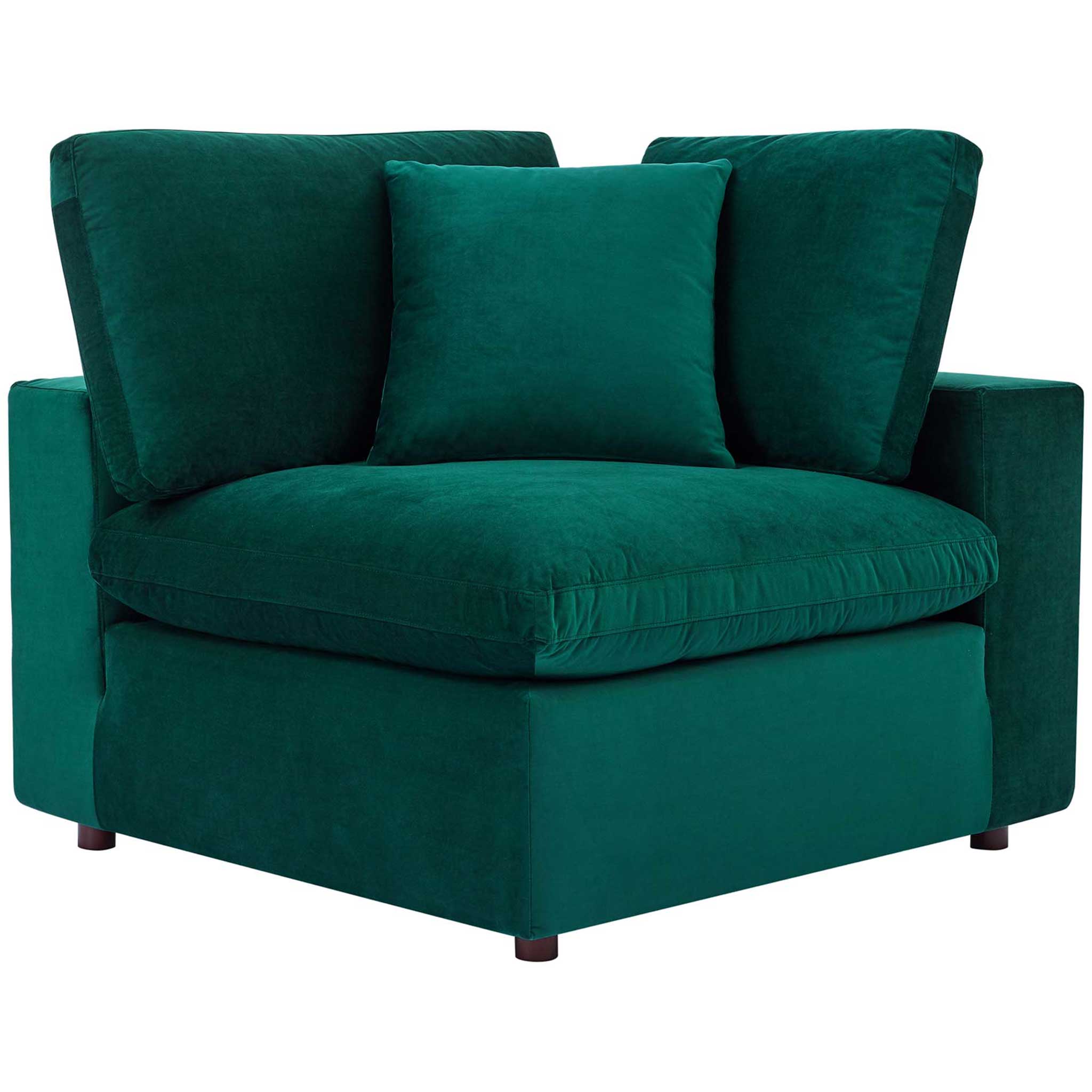 Carmen Down Filled Overstuffed Velvet Loveseat Green - Image 3