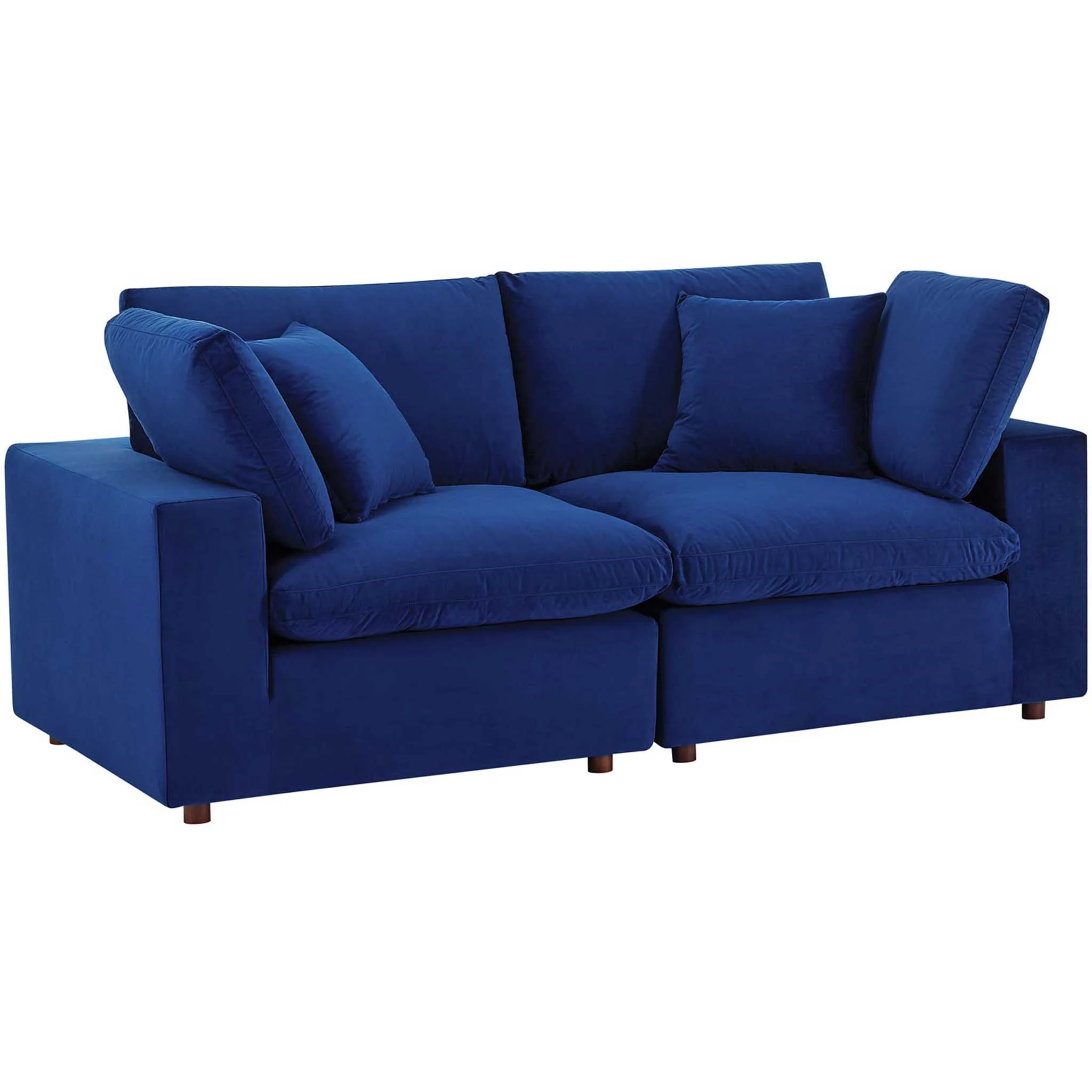 Carmen Down Filled Overstuffed Velvet Loveseat Navy - Image 2