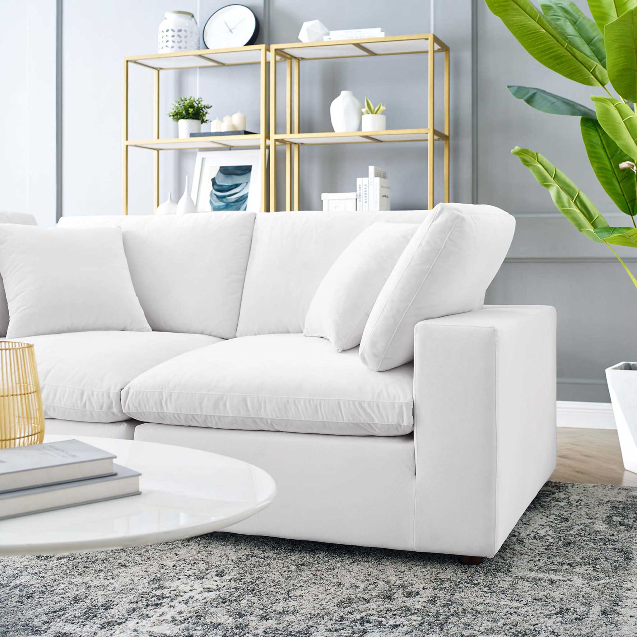Carmen Down Filled Overstuffed Velvet Loveseat White - Image 7