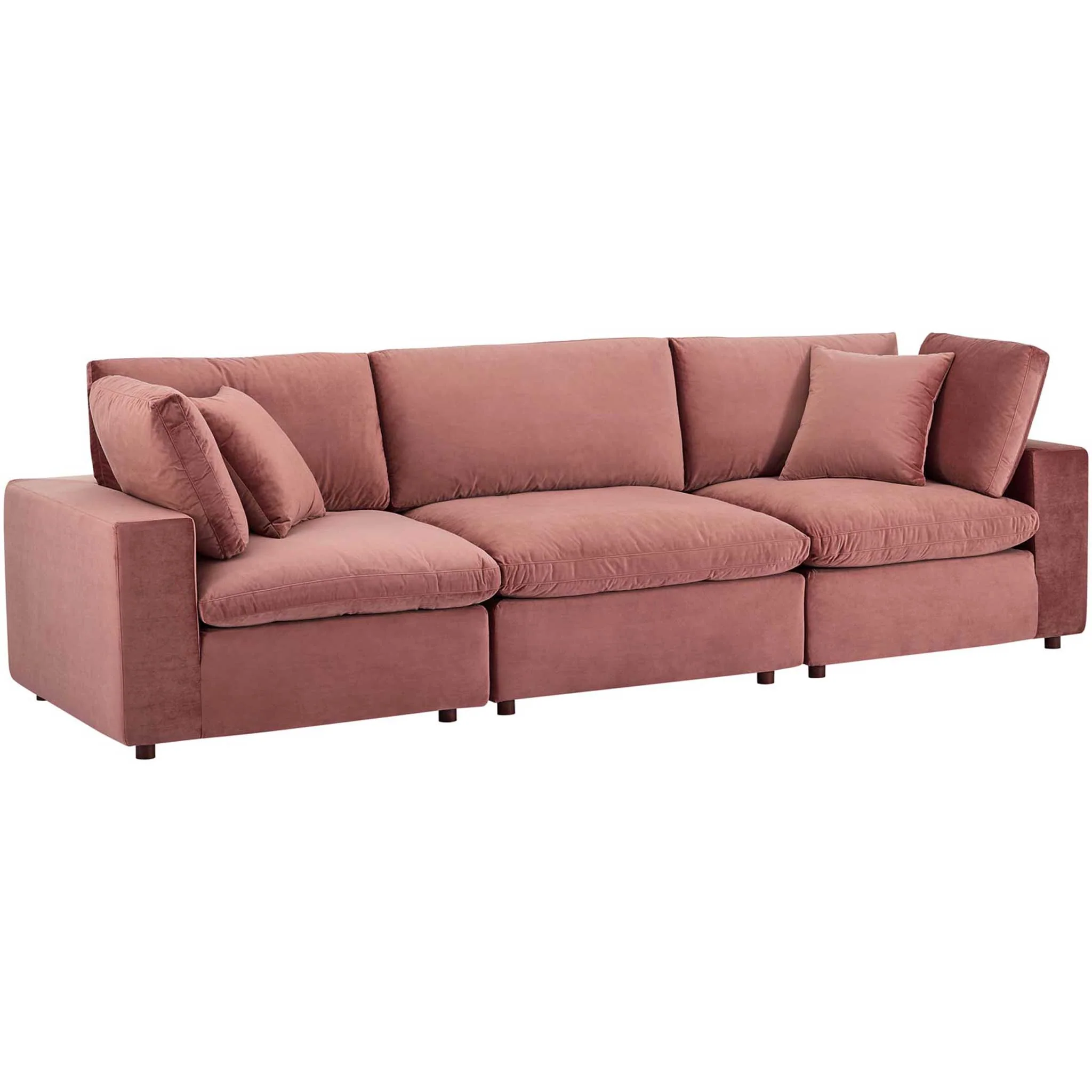 Carmen Down Filled Overstuffed Velvet Sofa Dusty Rose - Image 2