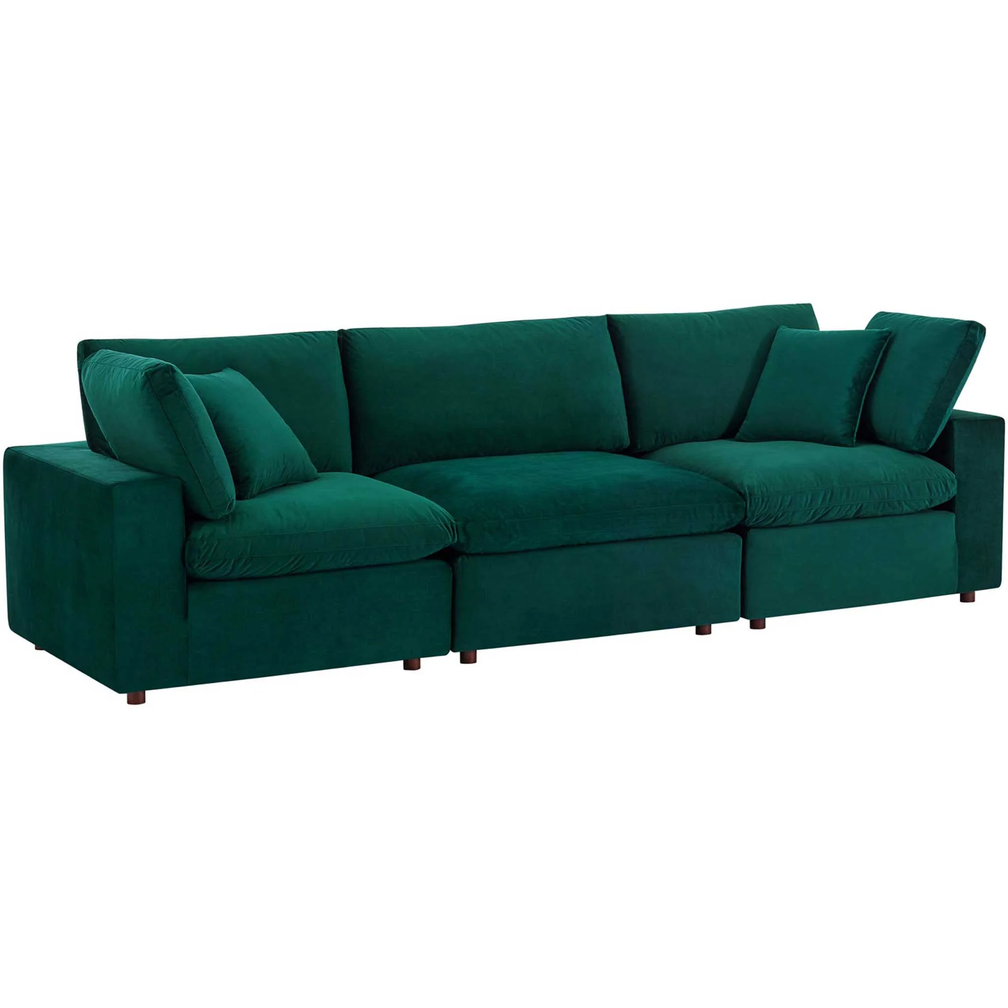 Carmen Down Filled Overstuffed Velvet Sofa Green - Image 2
