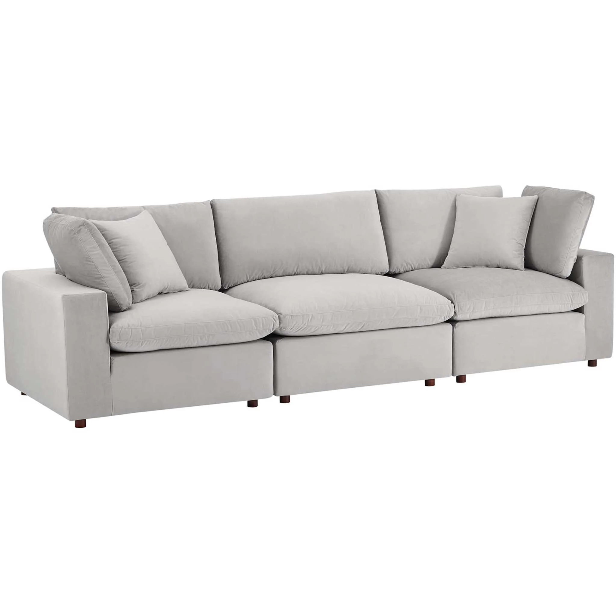 Carmen Down Filled Overstuffed Velvet Sofa Light Gray - Image 2