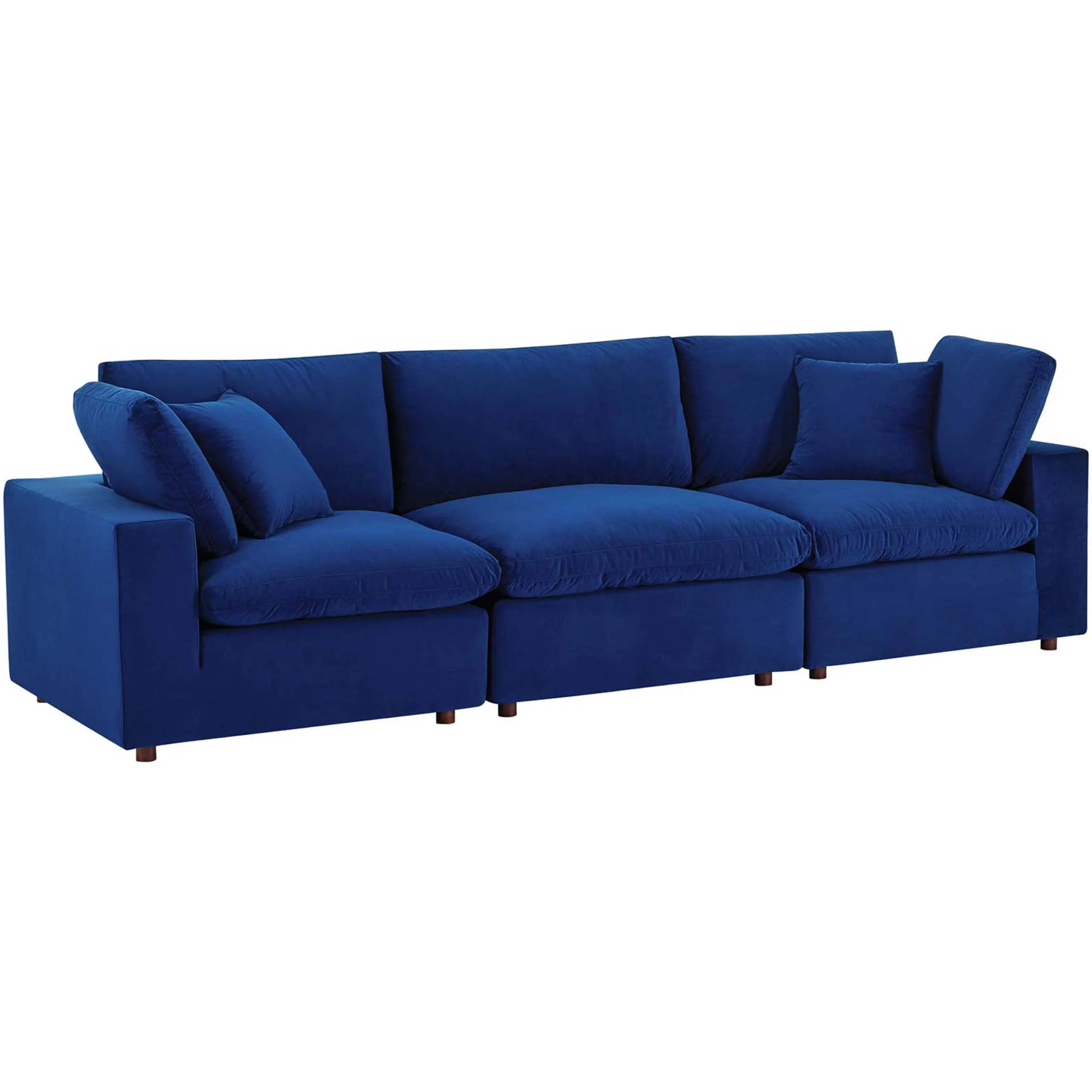 Carmen Down Filled Overstuffed Velvet Sofa Navy - Image 2