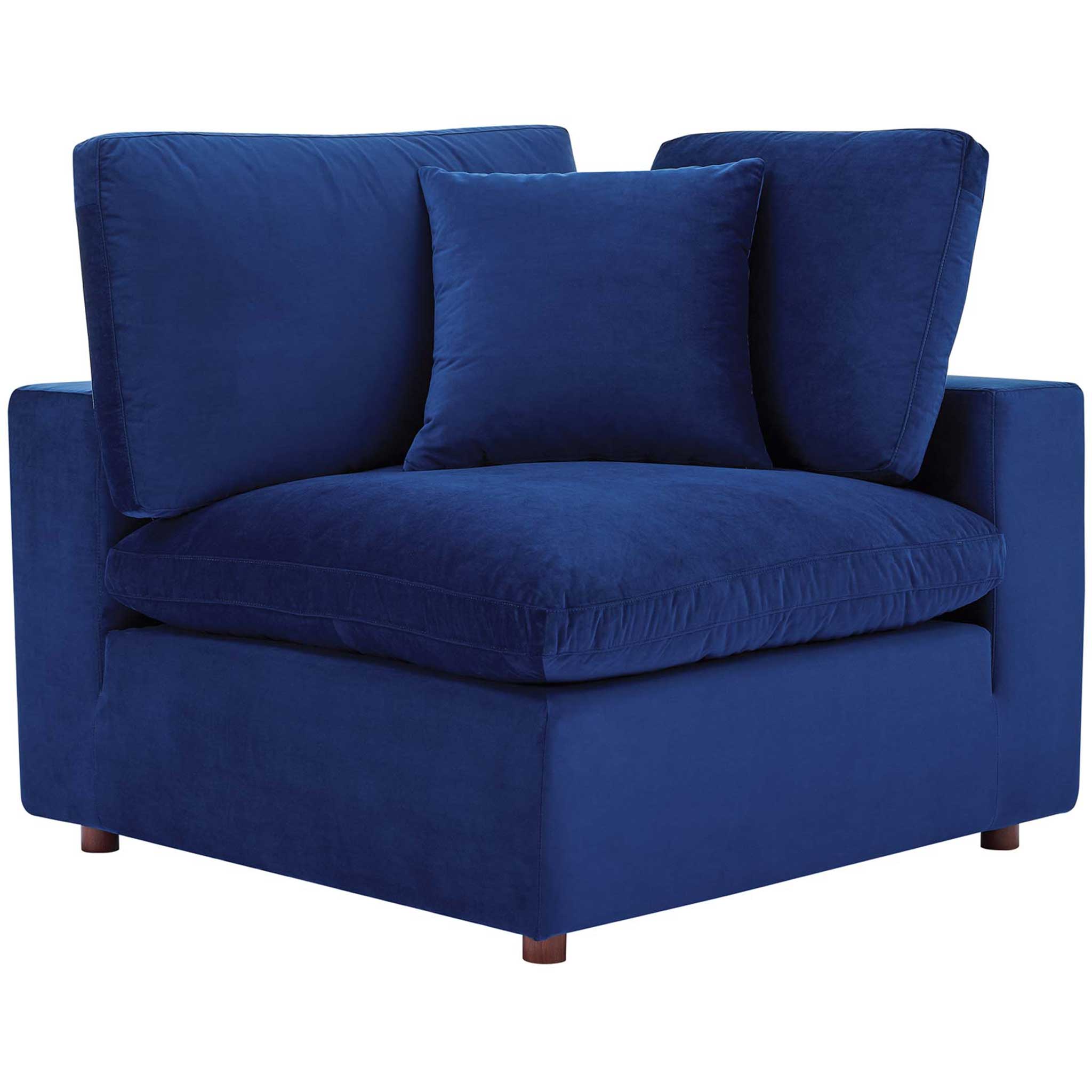 Carmen Down Filled Overstuffed Velvet Sofa Navy - Image 3