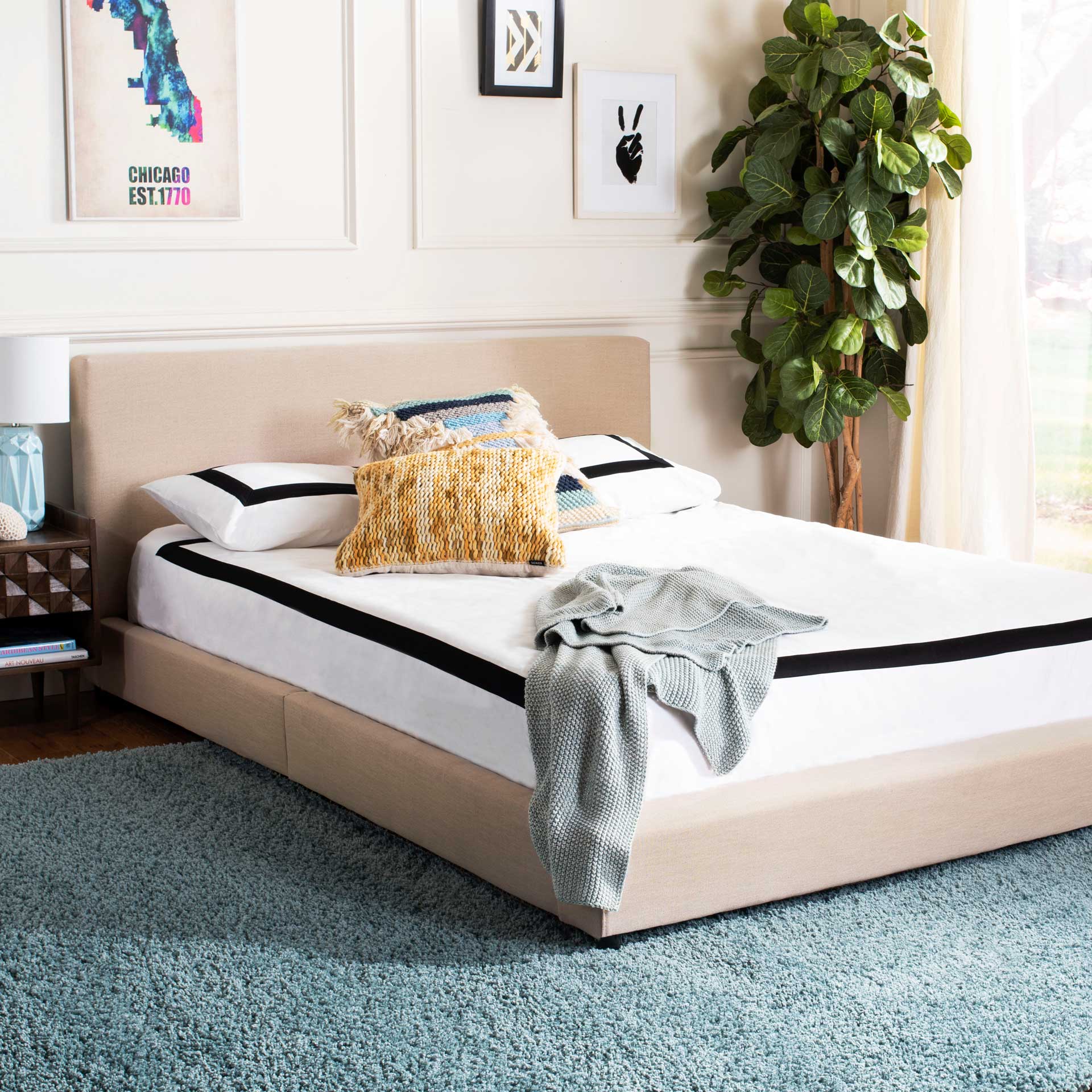 Carolina Upholstered Bed Beige - Image 5