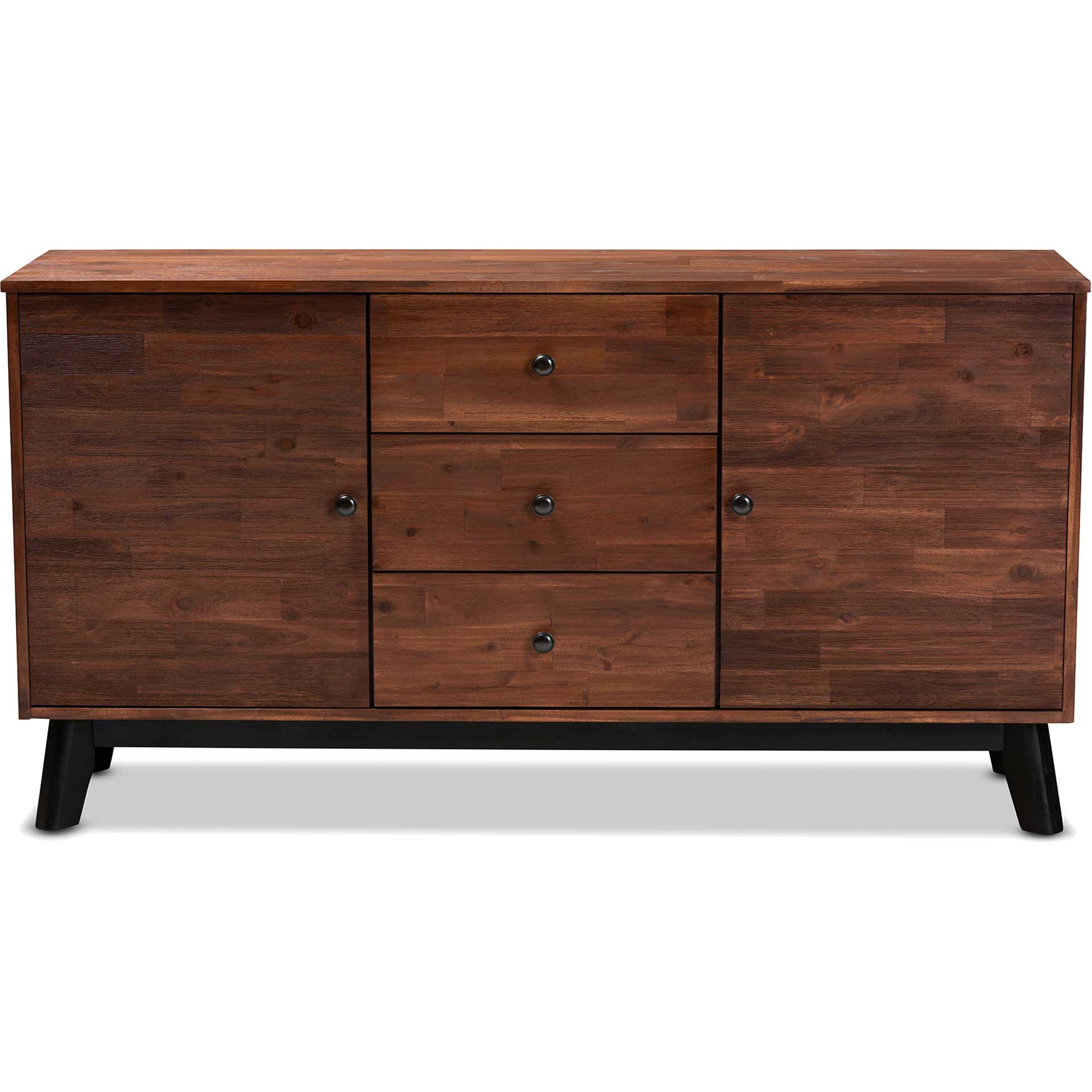 Caroline 2-Door Wood Sideboard Brown/Black - Image 2