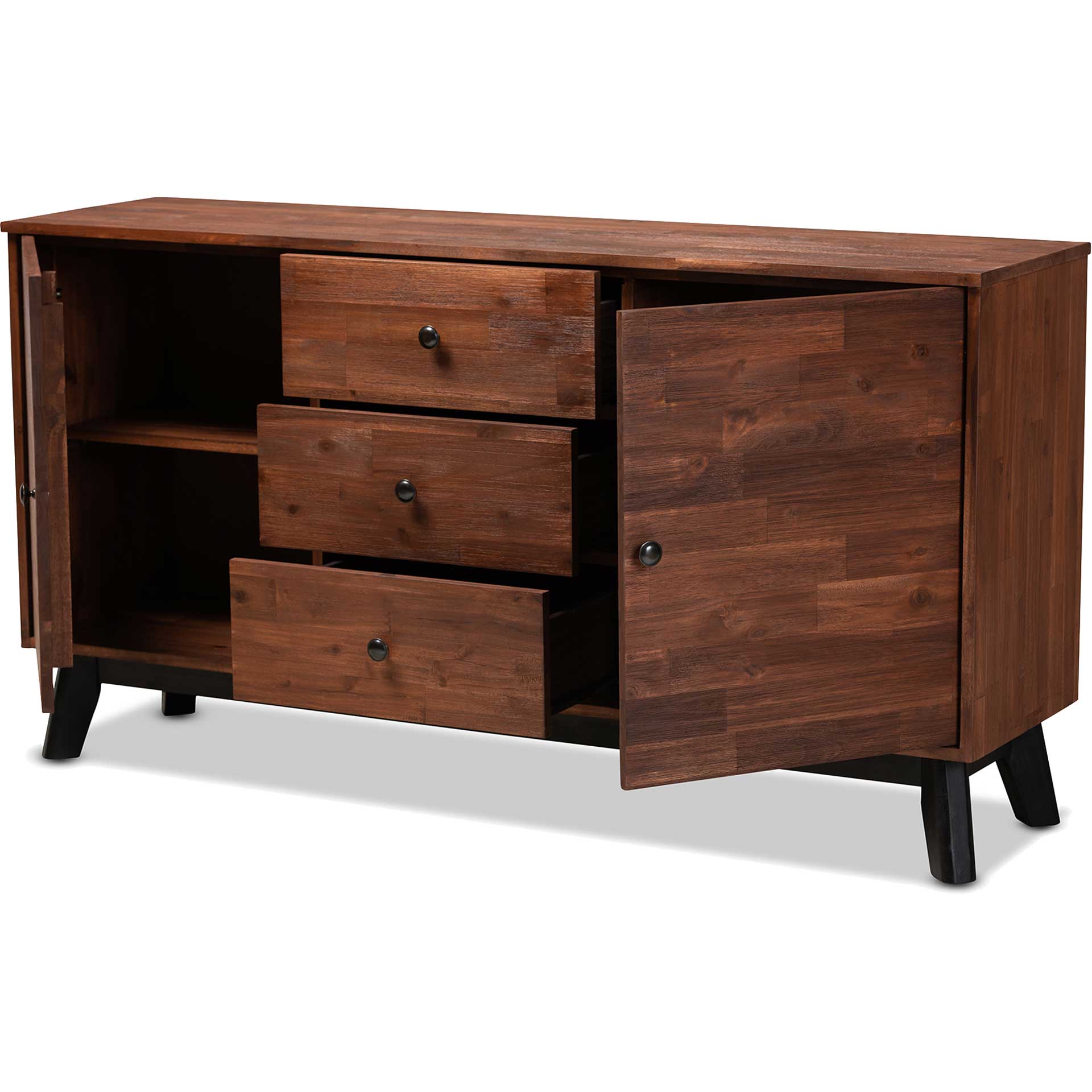 Caroline 2-Door Wood Sideboard Brown/Black - Image 4
