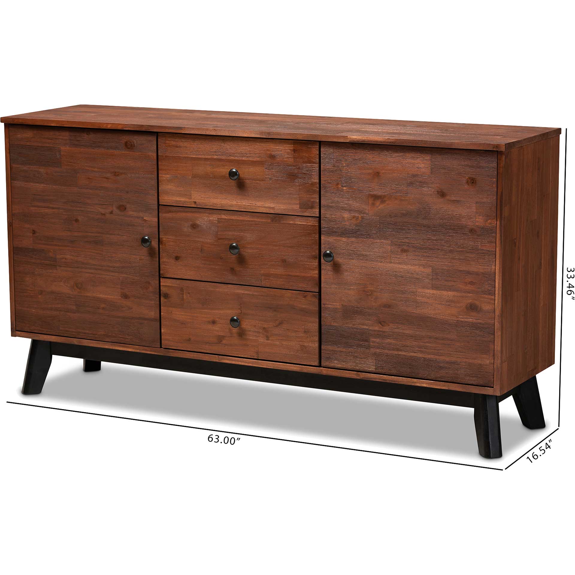 Caroline 2-Door Wood Sideboard Brown/Black - Image 7