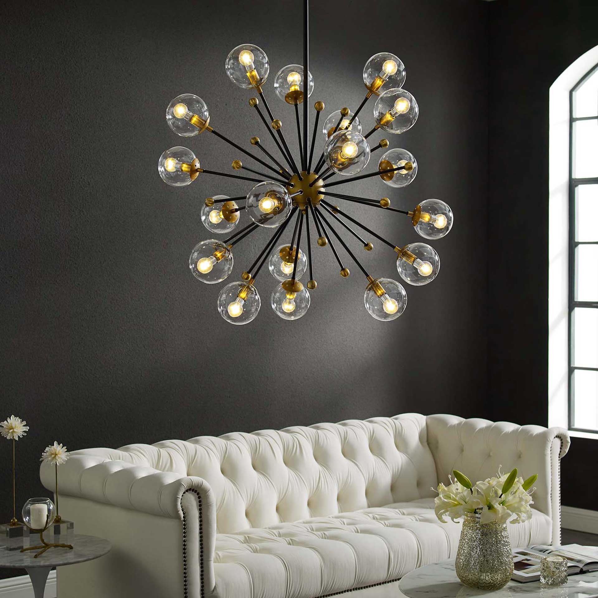 Caroline Clear Glass Chandelier Brass Gold/Black - Image 5