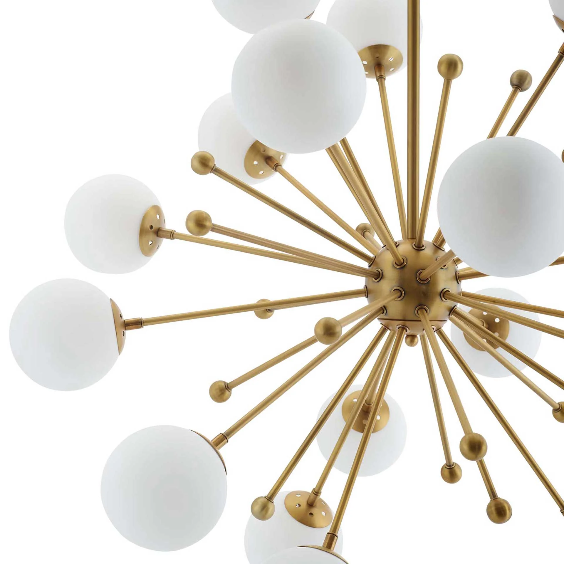 Caroline White Glass Chandelier White/Brass Gold - Image 3