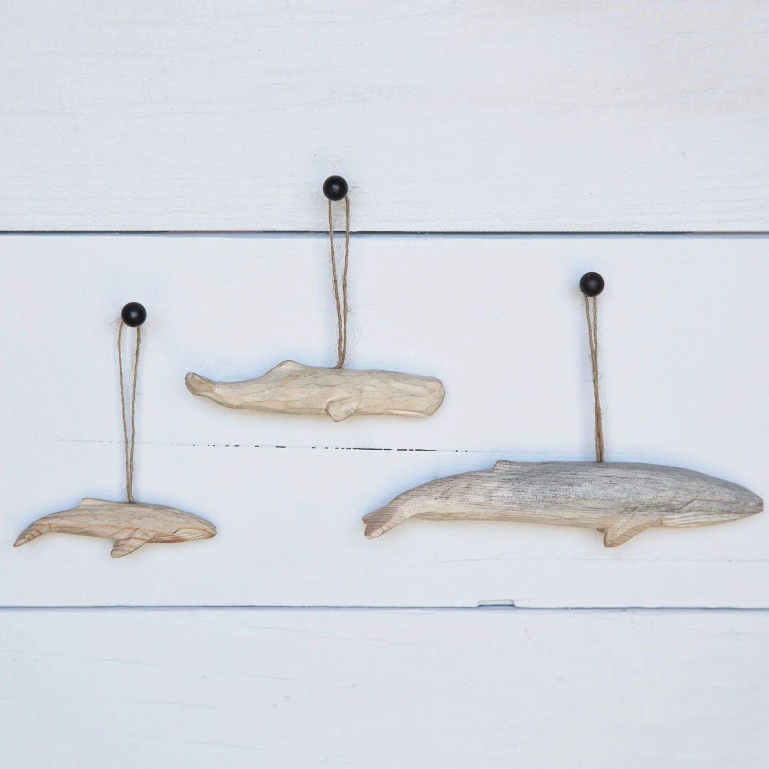 Carved Wood Blue Whale Ornament - Image 2