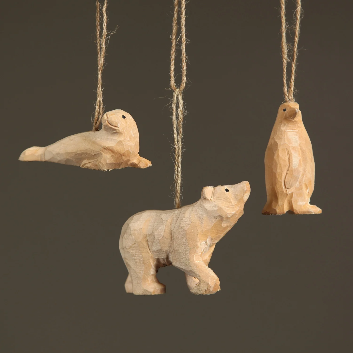 Carved Wood Penguin Ornament - Image 3