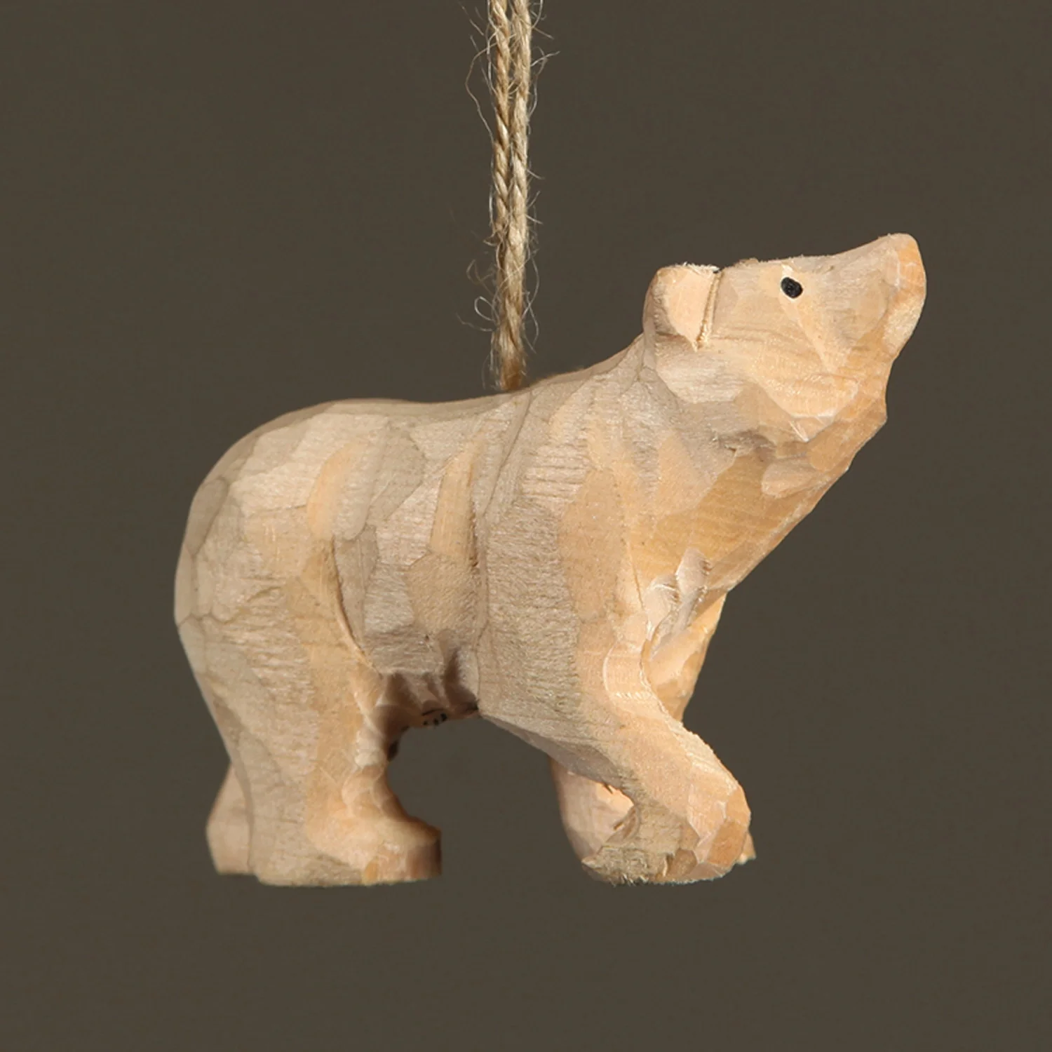 Carved Wood Polar Bear Ornament - Image 2