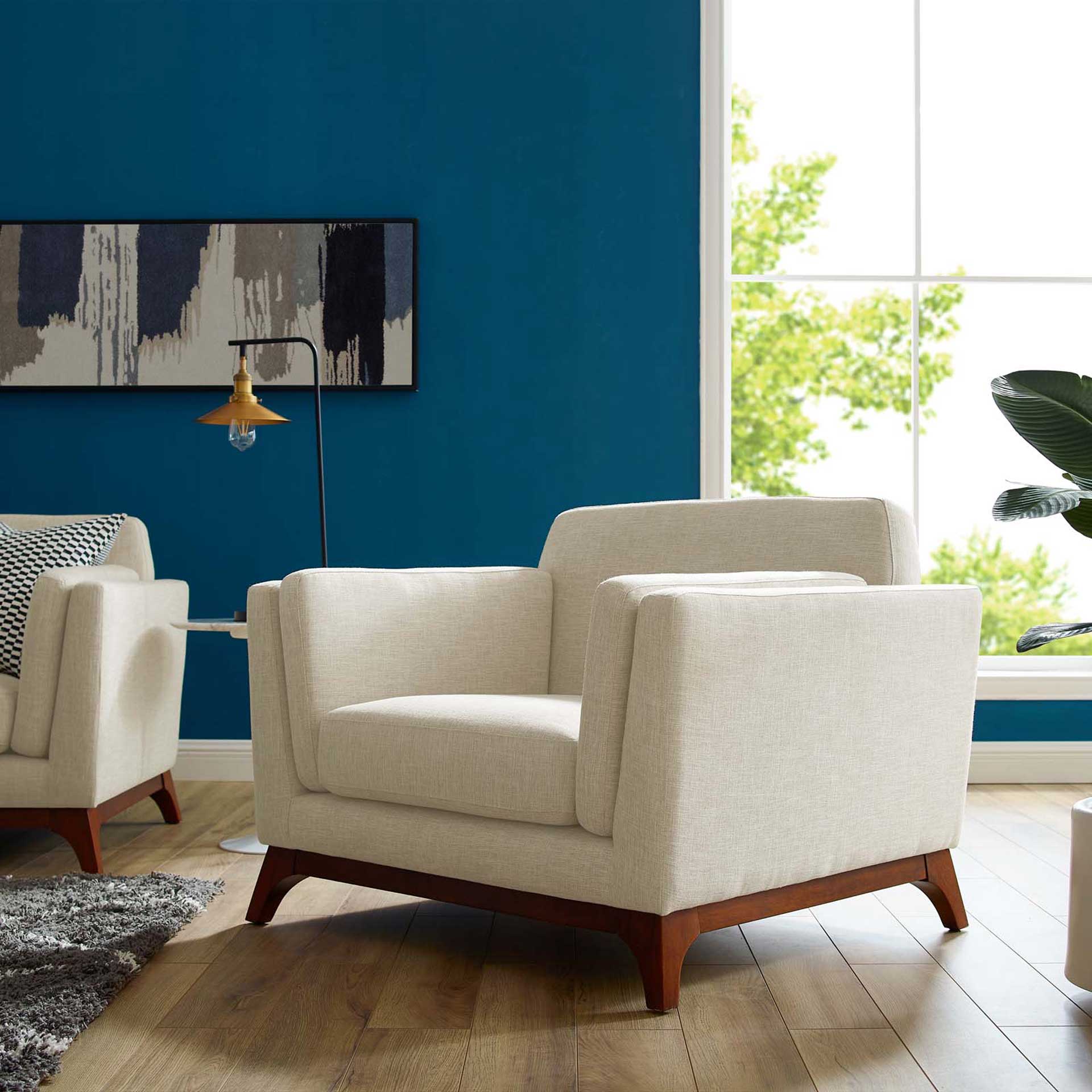 Casa Upholstered Fabric Armchair Beige - Image 5