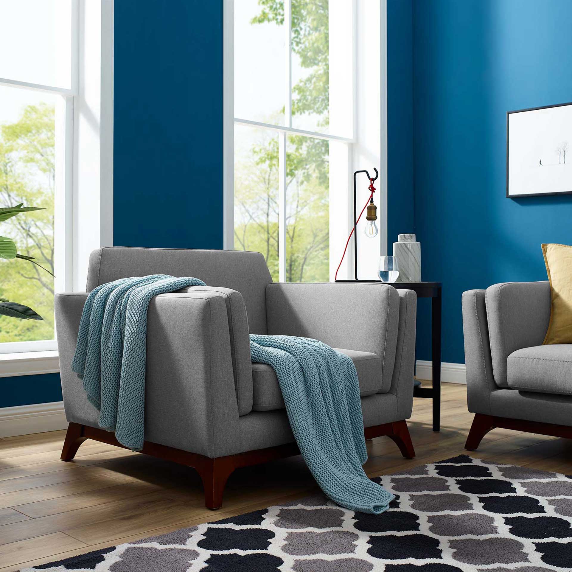Casa Upholstered Fabric Armchair Light Gray - Image 5