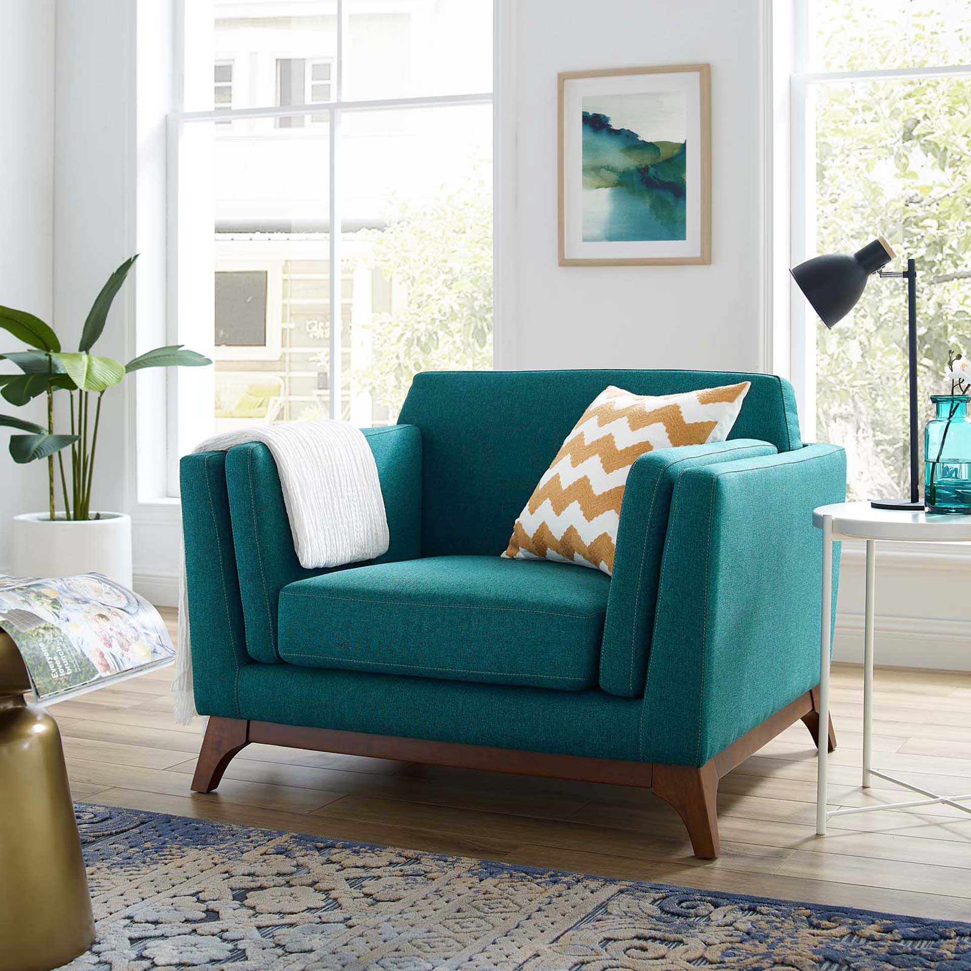 Casa Upholstered Fabric Armchair Teal - Image 5