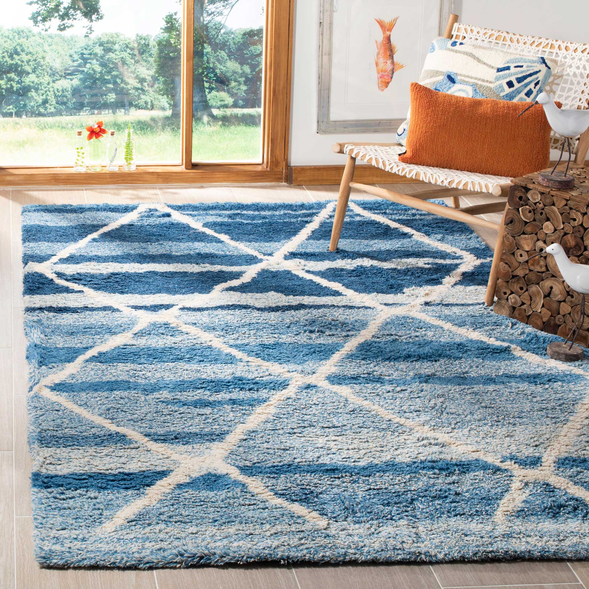 Casablanca Argyle Blue/Ivory Area Rug - Image 5