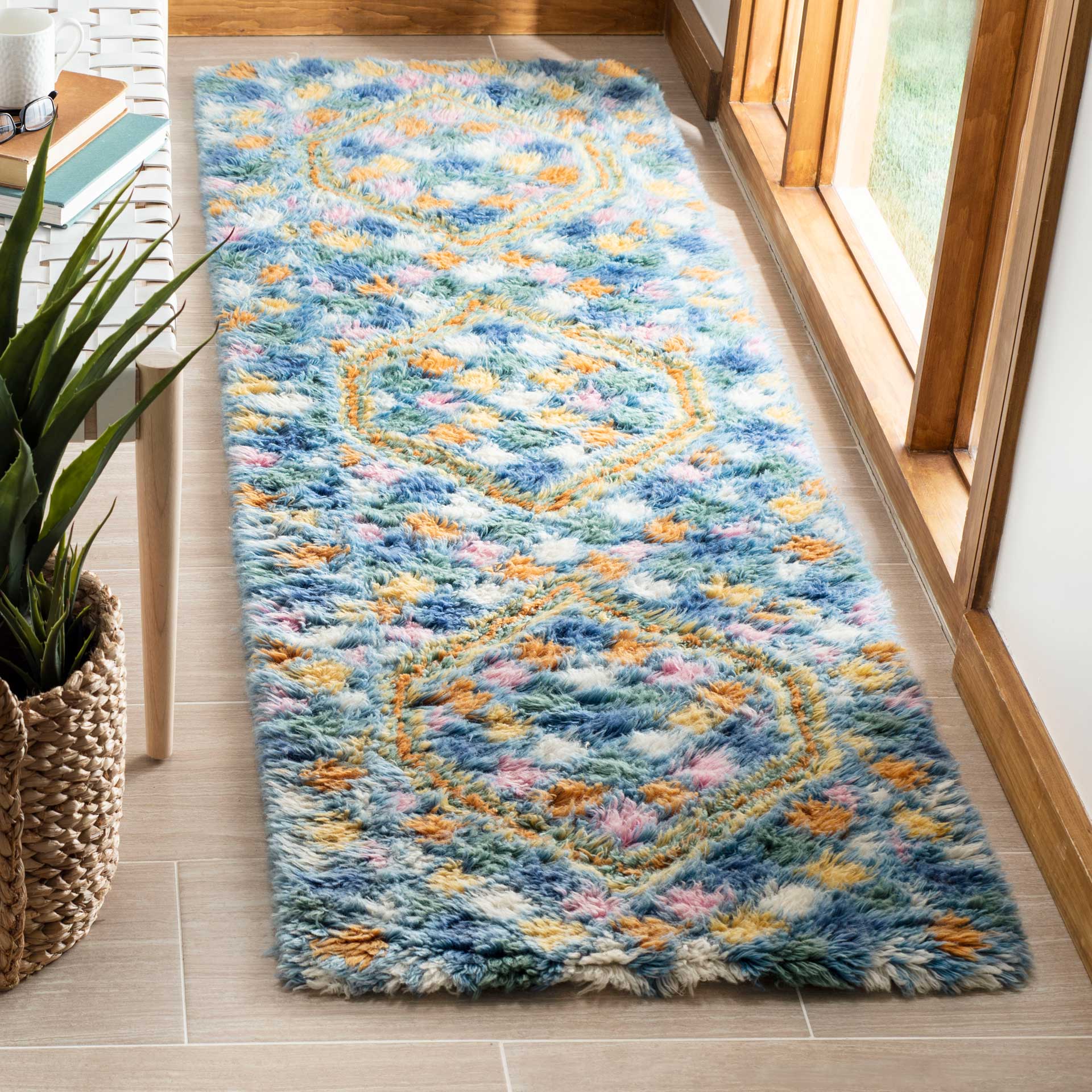 Casablanca Ivory/Blue Runner Rug - Image 2
