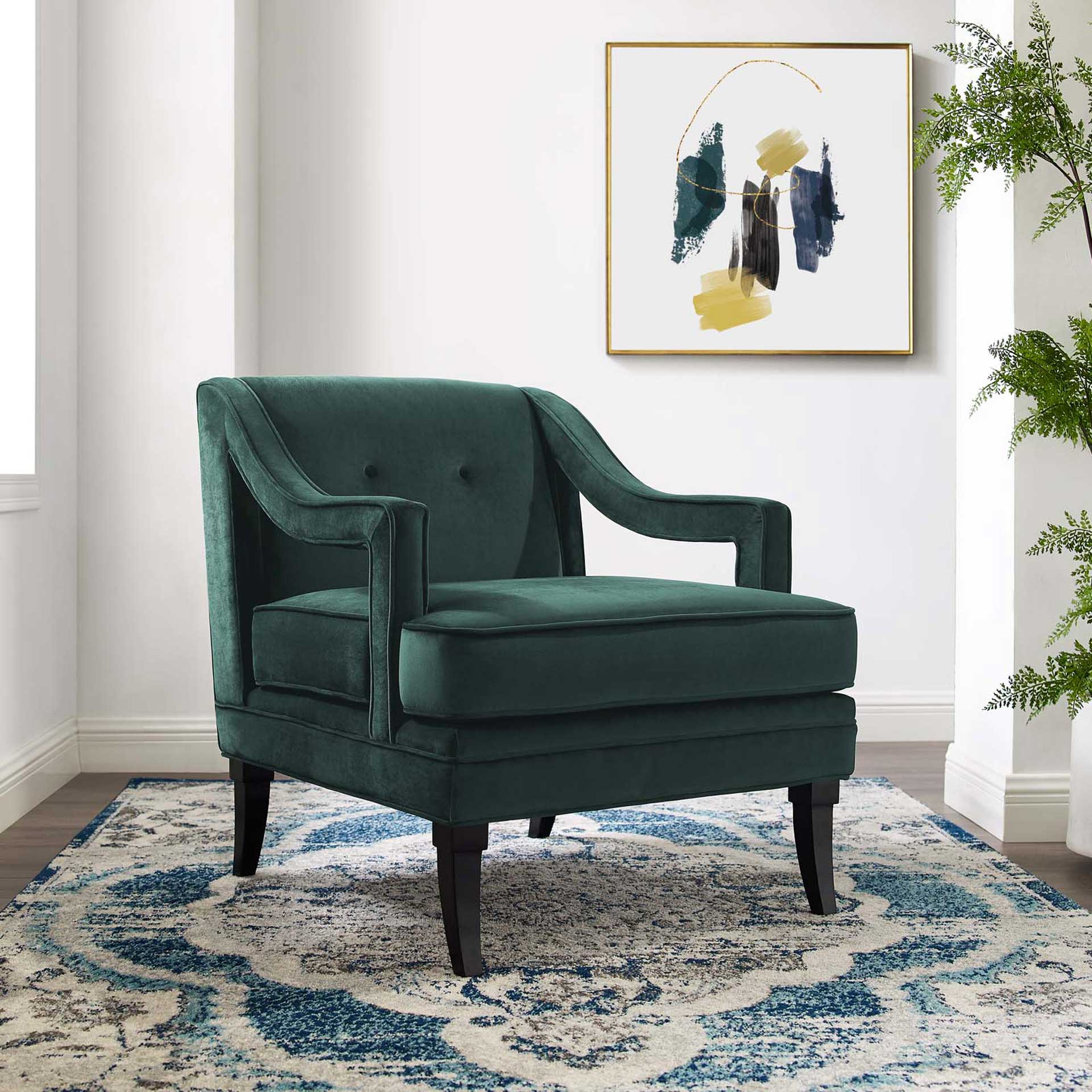 Cassandra Upholstered Velvet Armchair Green - Image 4