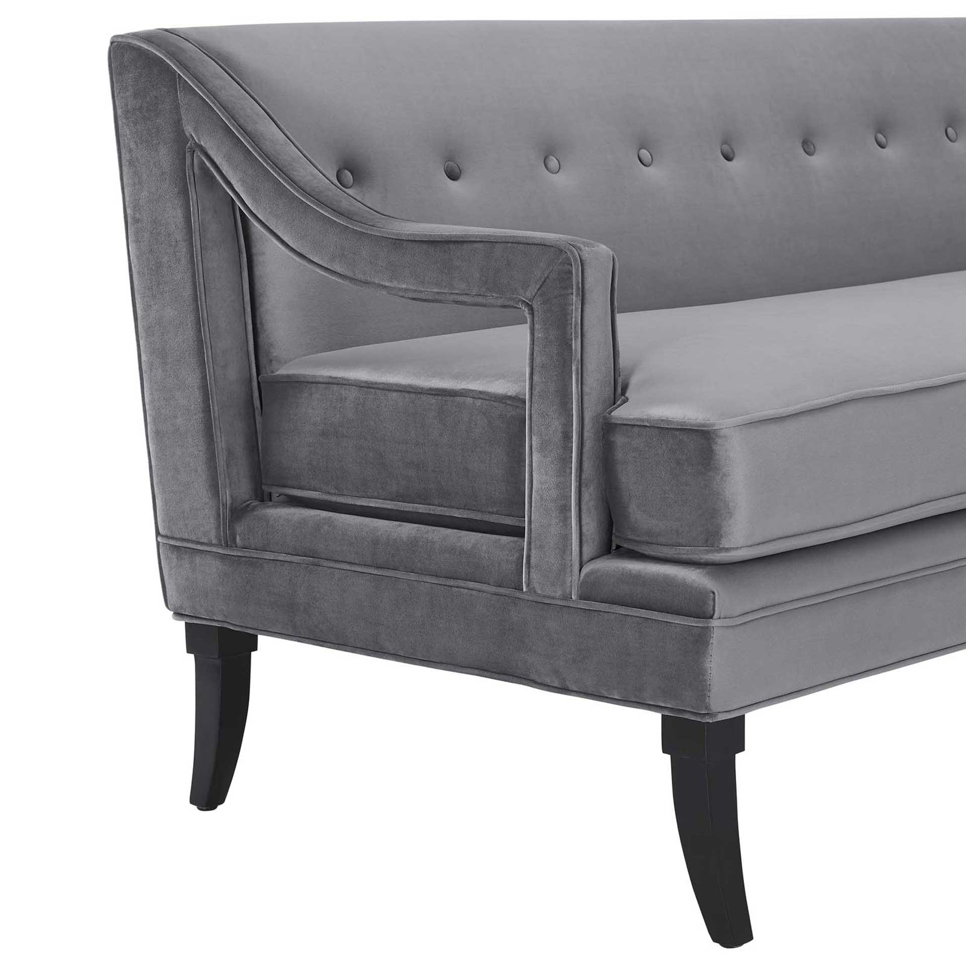 Cassandra Upholstered Velvet Sofa Gray - Image 4