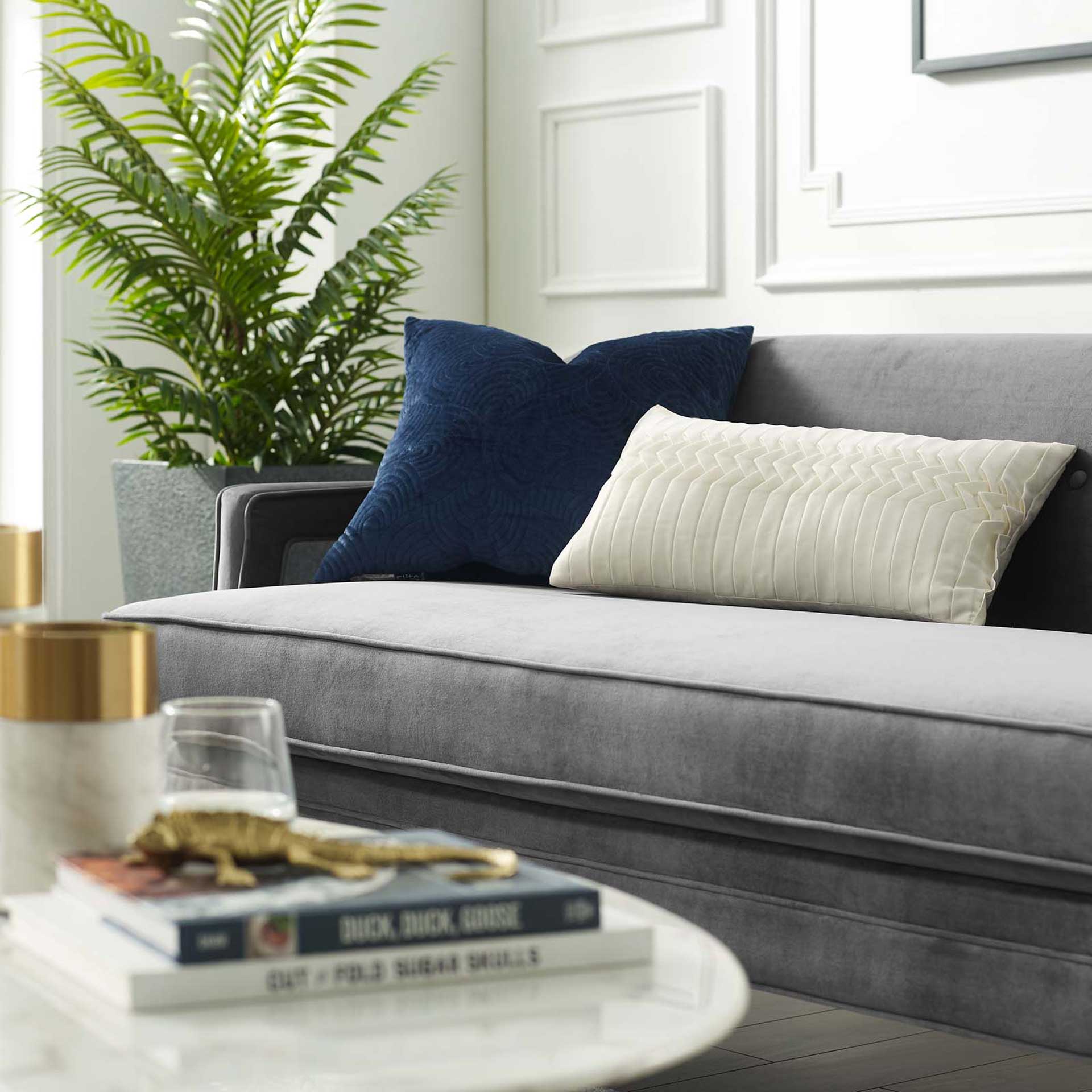 Cassandra Upholstered Velvet Sofa Gray - Image 6