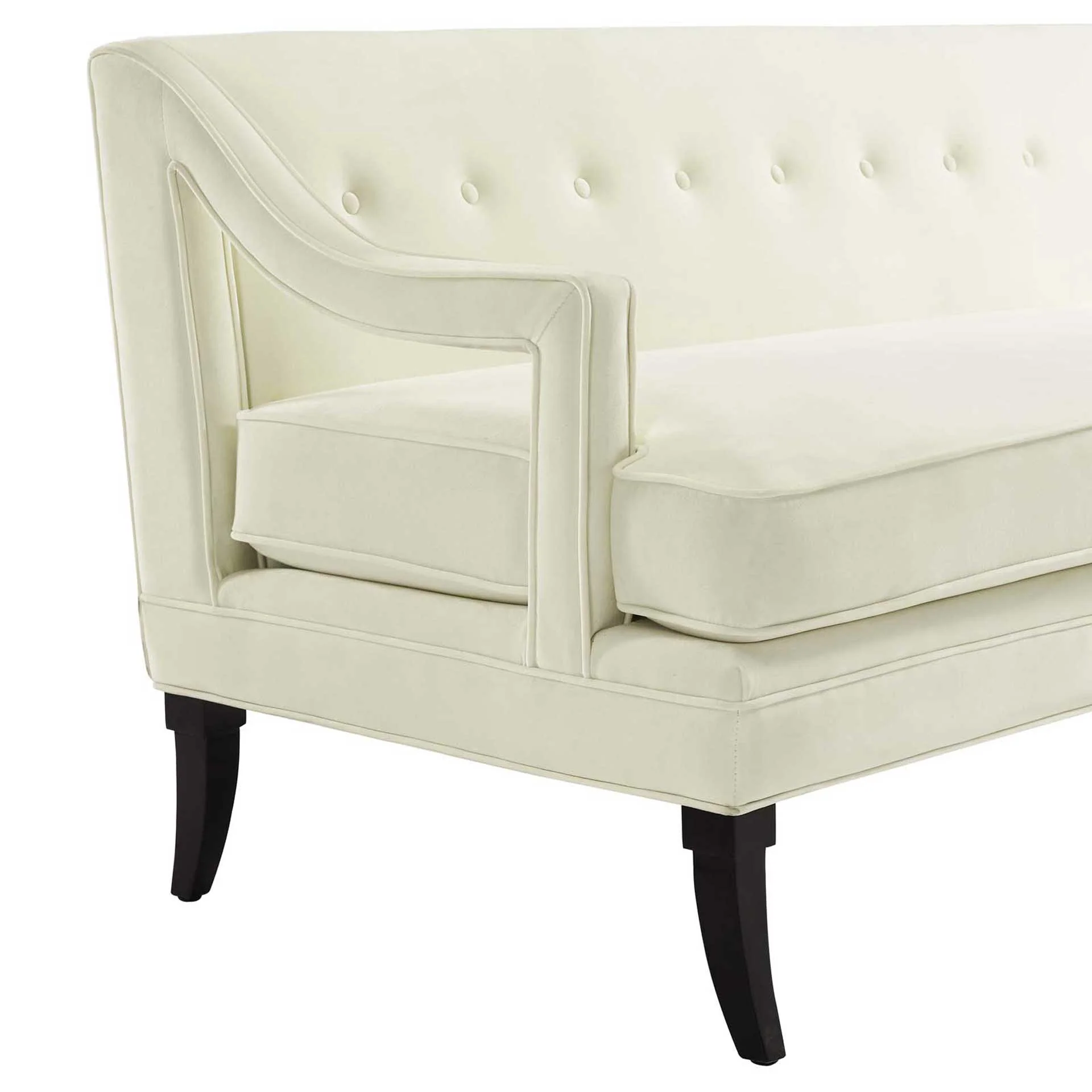 Cassandra Upholstered Velvet Sofa Ivory - Image 4