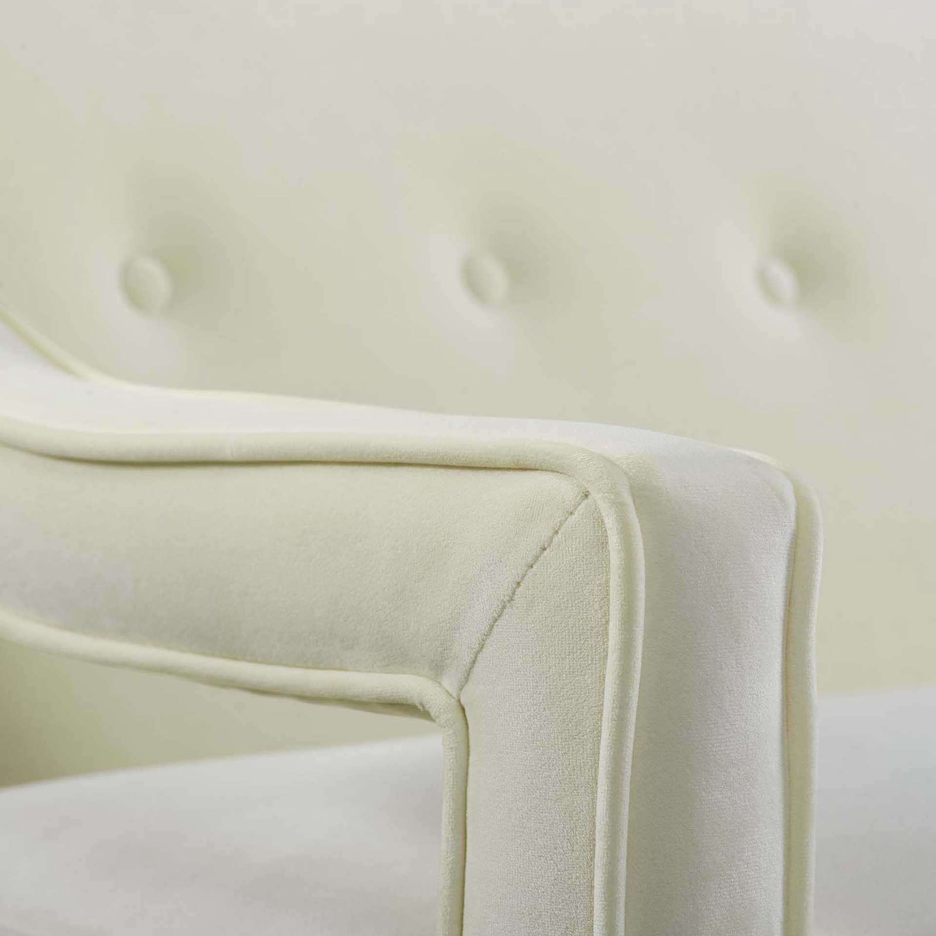 Cassandra Upholstered Velvet Sofa Ivory - Image 5