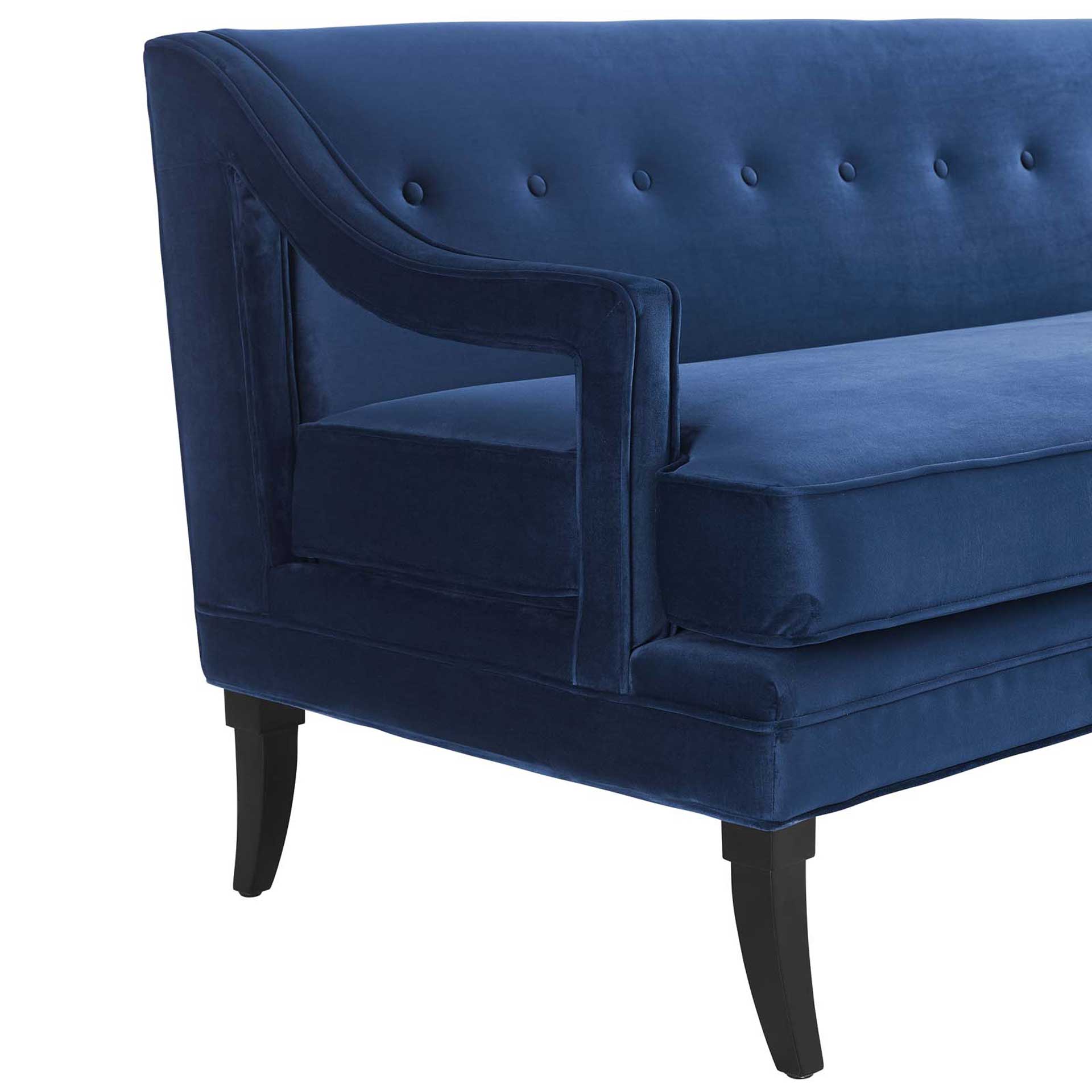 Cassandra Upholstered Velvet Sofa Navy - Image 4