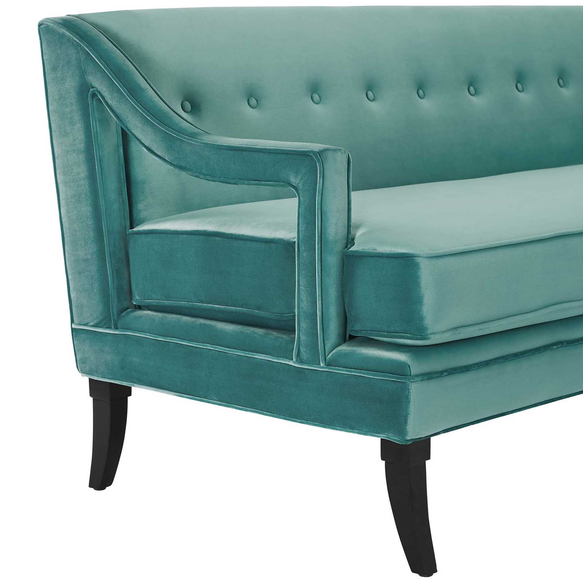 Cassandra Upholstered Velvet Sofa Teal - Image 4
