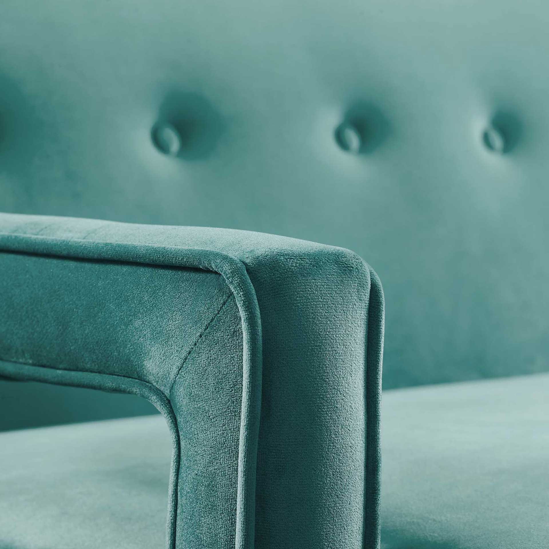Cassandra Upholstered Velvet Sofa Teal - Image 5