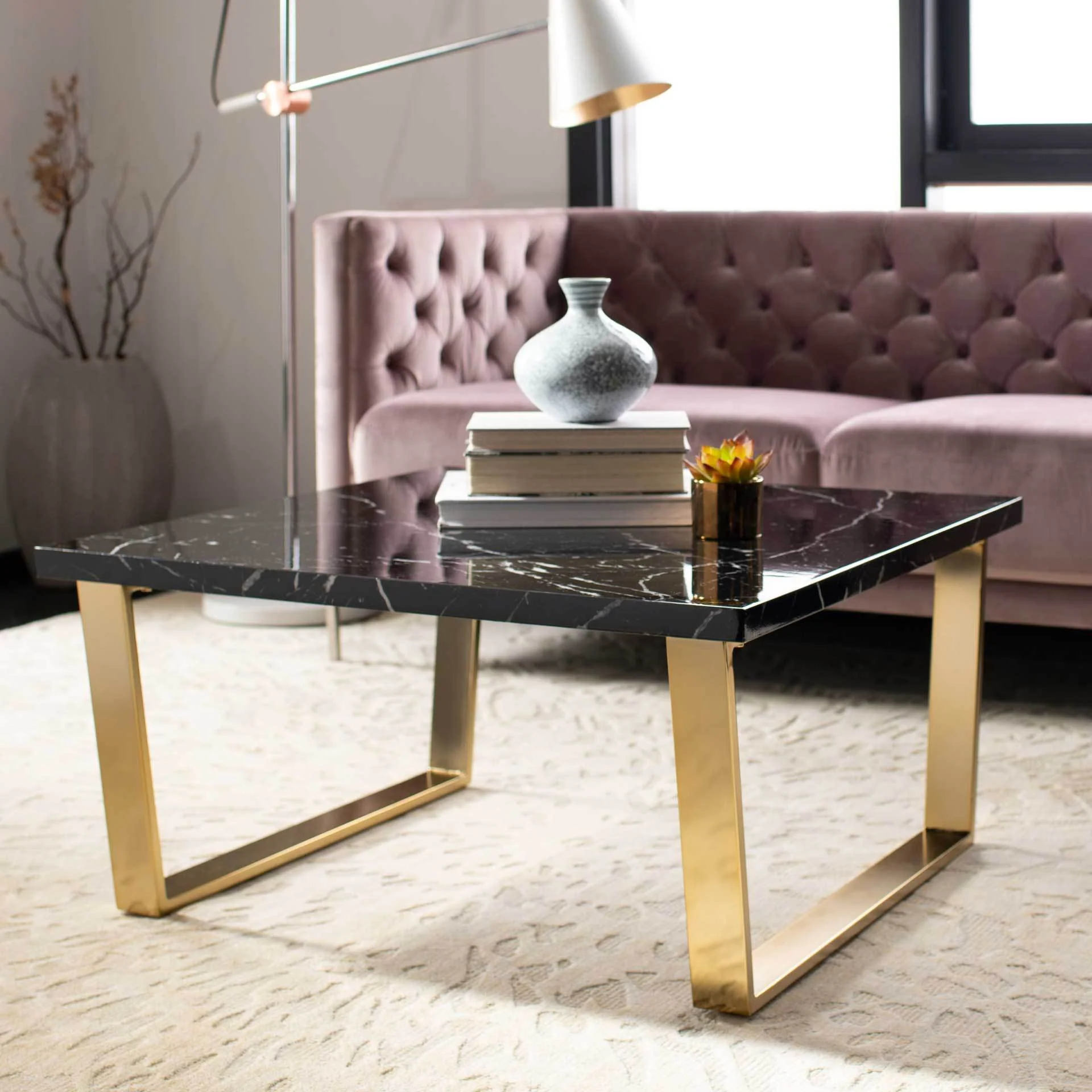 Cassidy Square Coffee Table Black Marble/Brass - Image 4