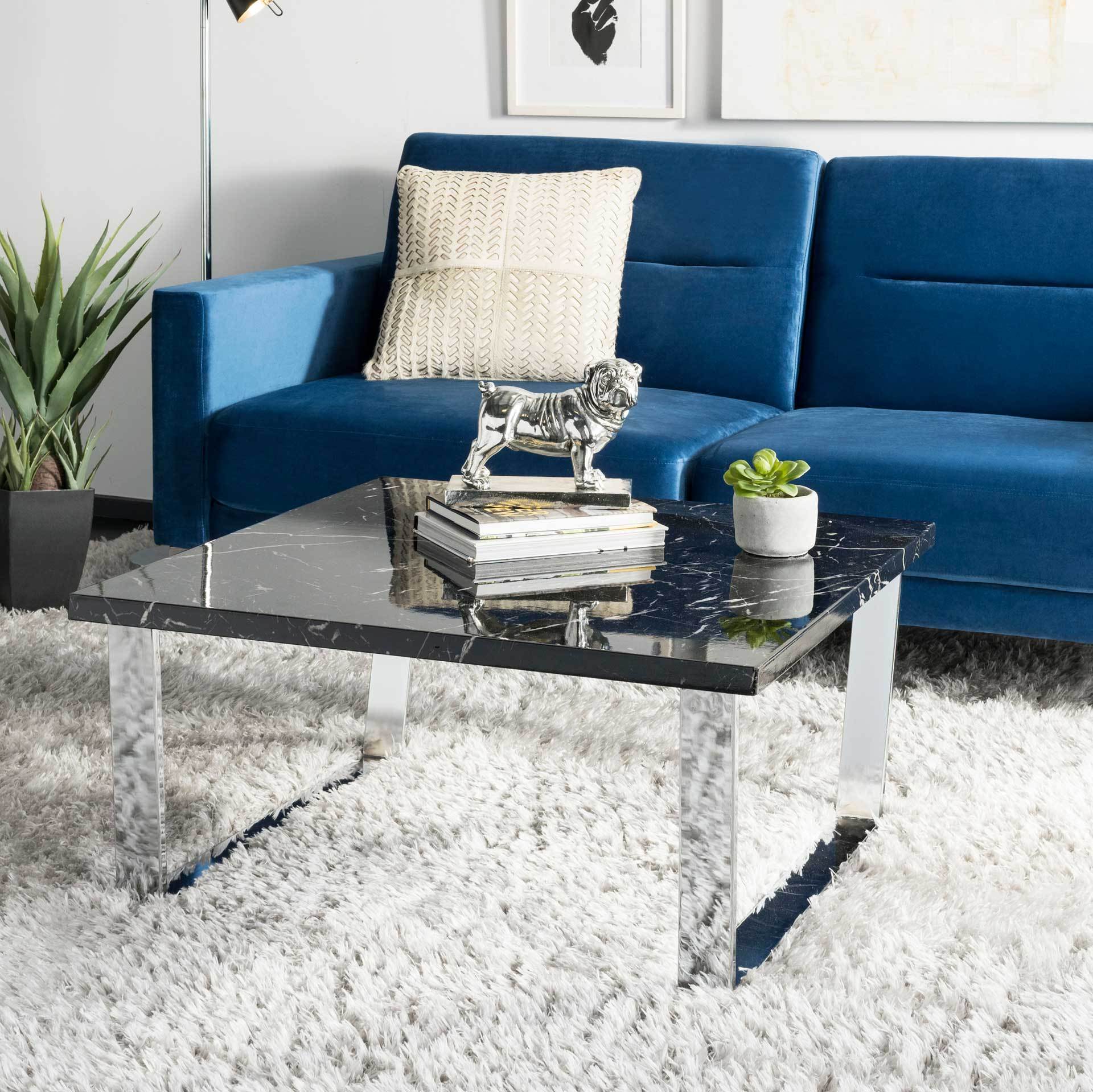 Cassidy Square Coffee Table Black Marble/Chrome - Image 4