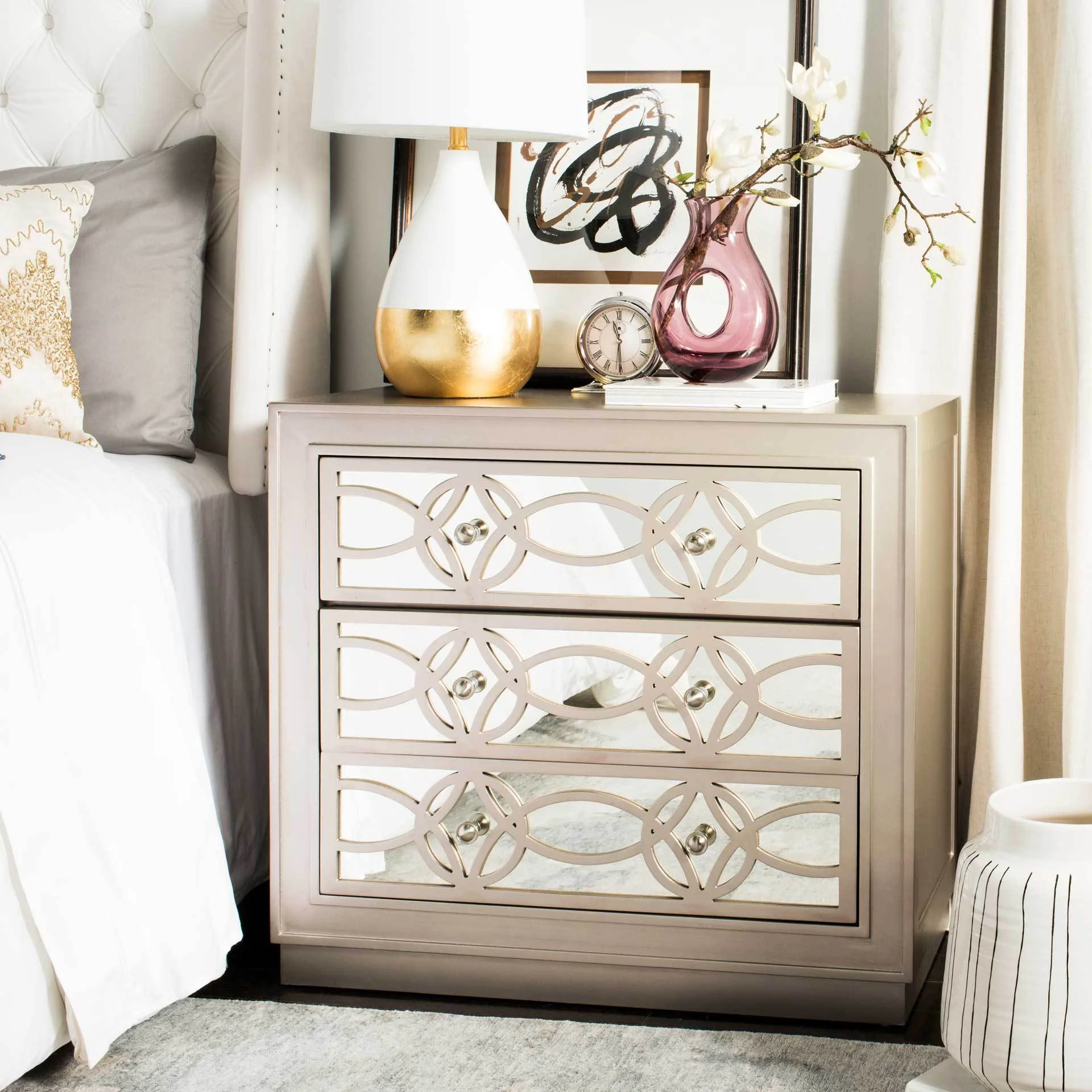 Cayden 3 Drawer Chest Champagne/Nickel/Mirror - Image 4