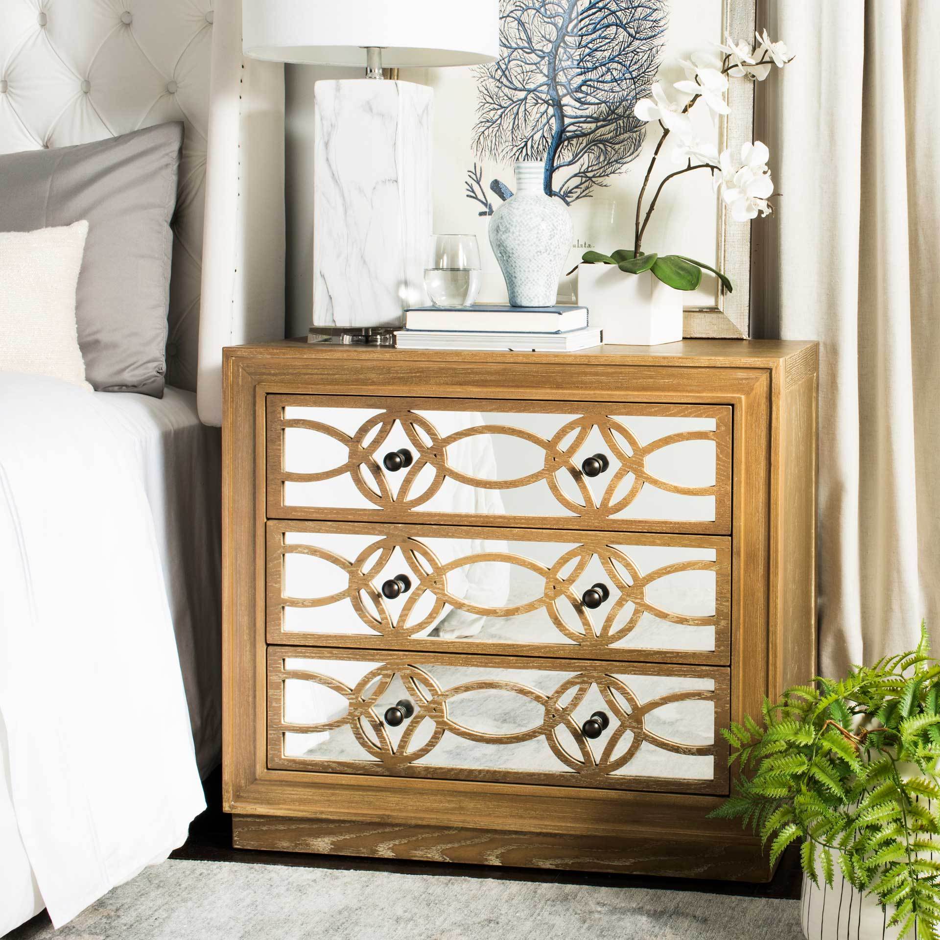 Cayden 3 Drawer Chest Oak/Dark Bronze/Mirror - Image 4