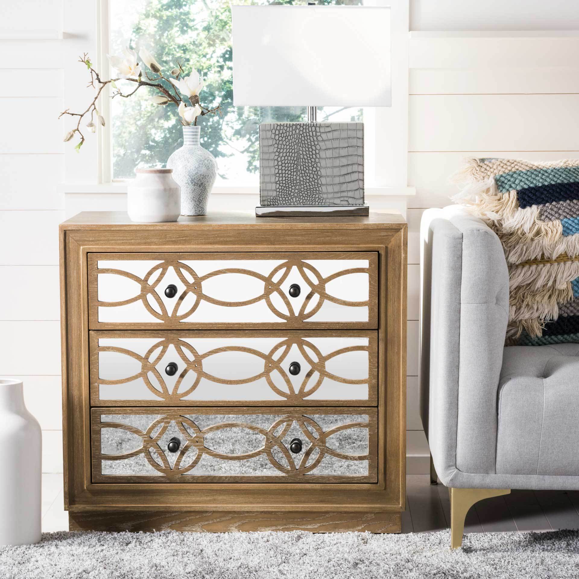 Cayden 3 Drawer Chest Oak/Dark Bronze/Mirror - Image 5
