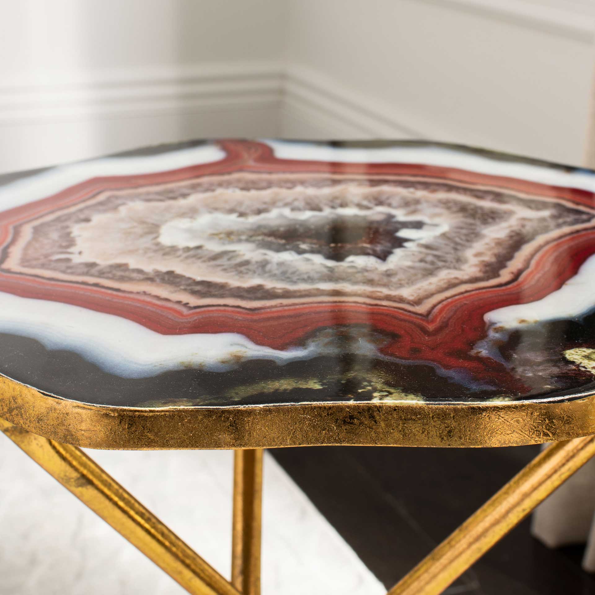 Cecilia Faux Agate Side Table Multi Blue/Maroon/Gold - Image 8